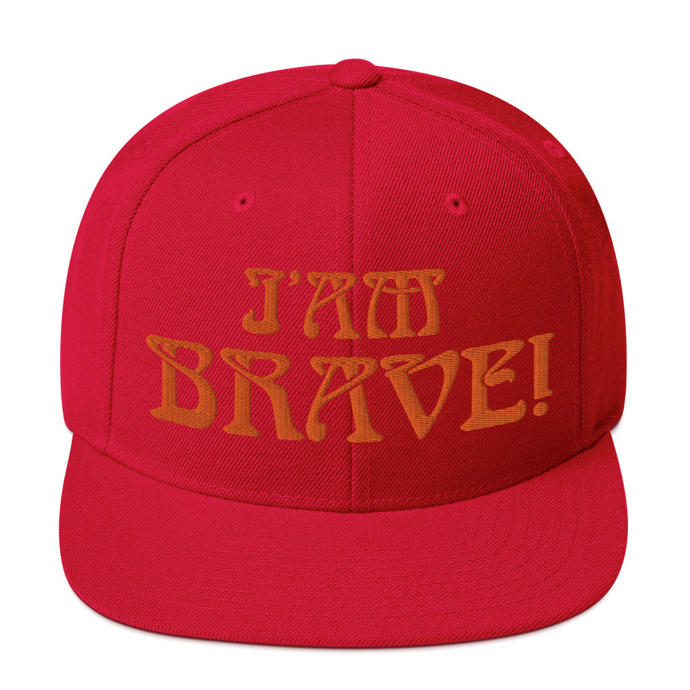 “I’AM BRAVE!”Snapback Hat W/Orange Font