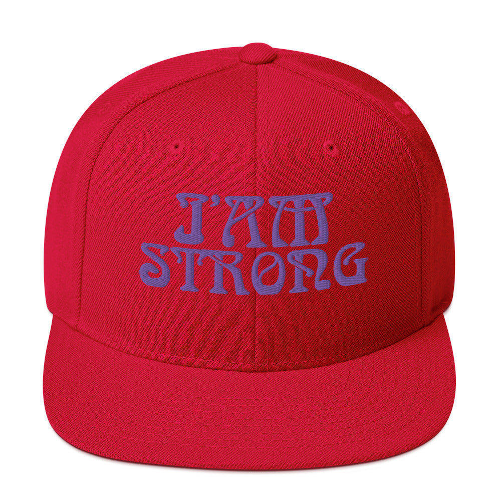 “I’AM STRONG!” Snapback Hat W/Purple Font