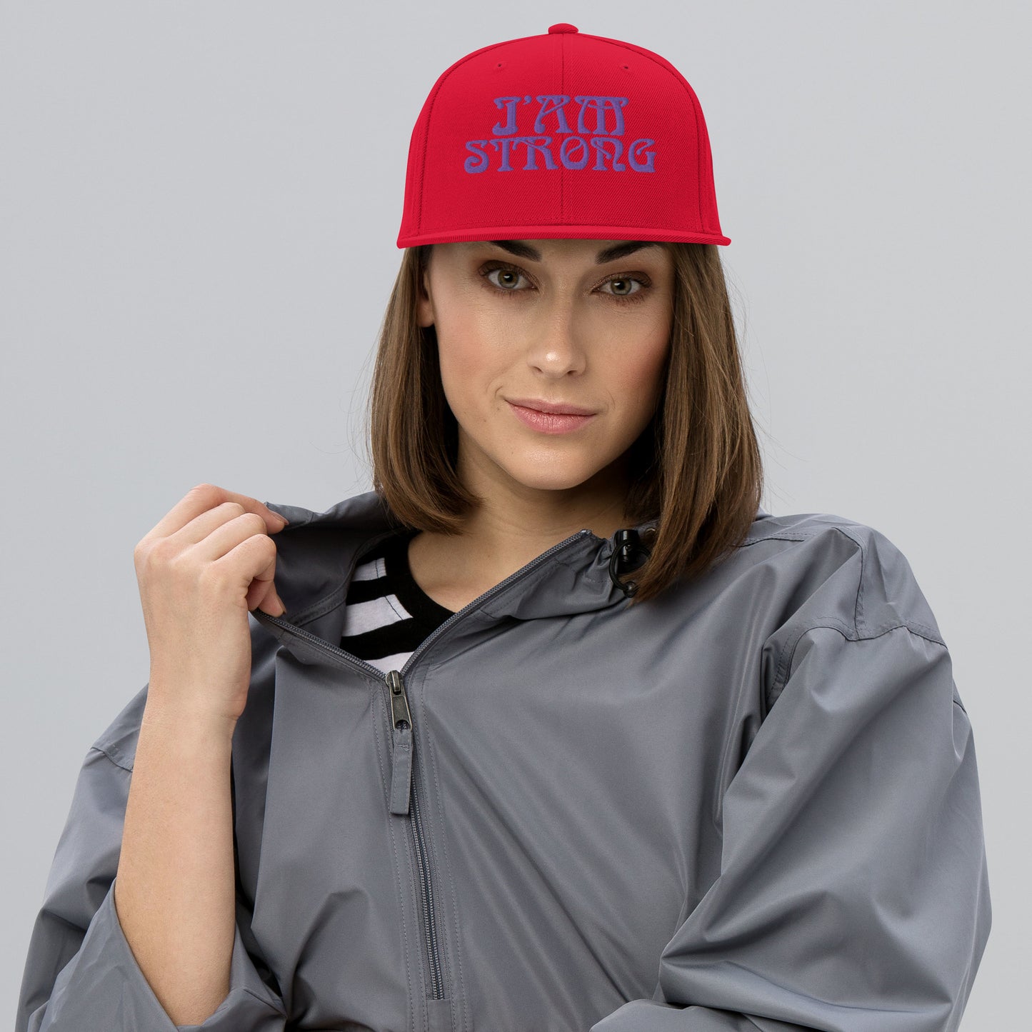 “I’AM STRONG!” Snapback Hat W/Purple Font