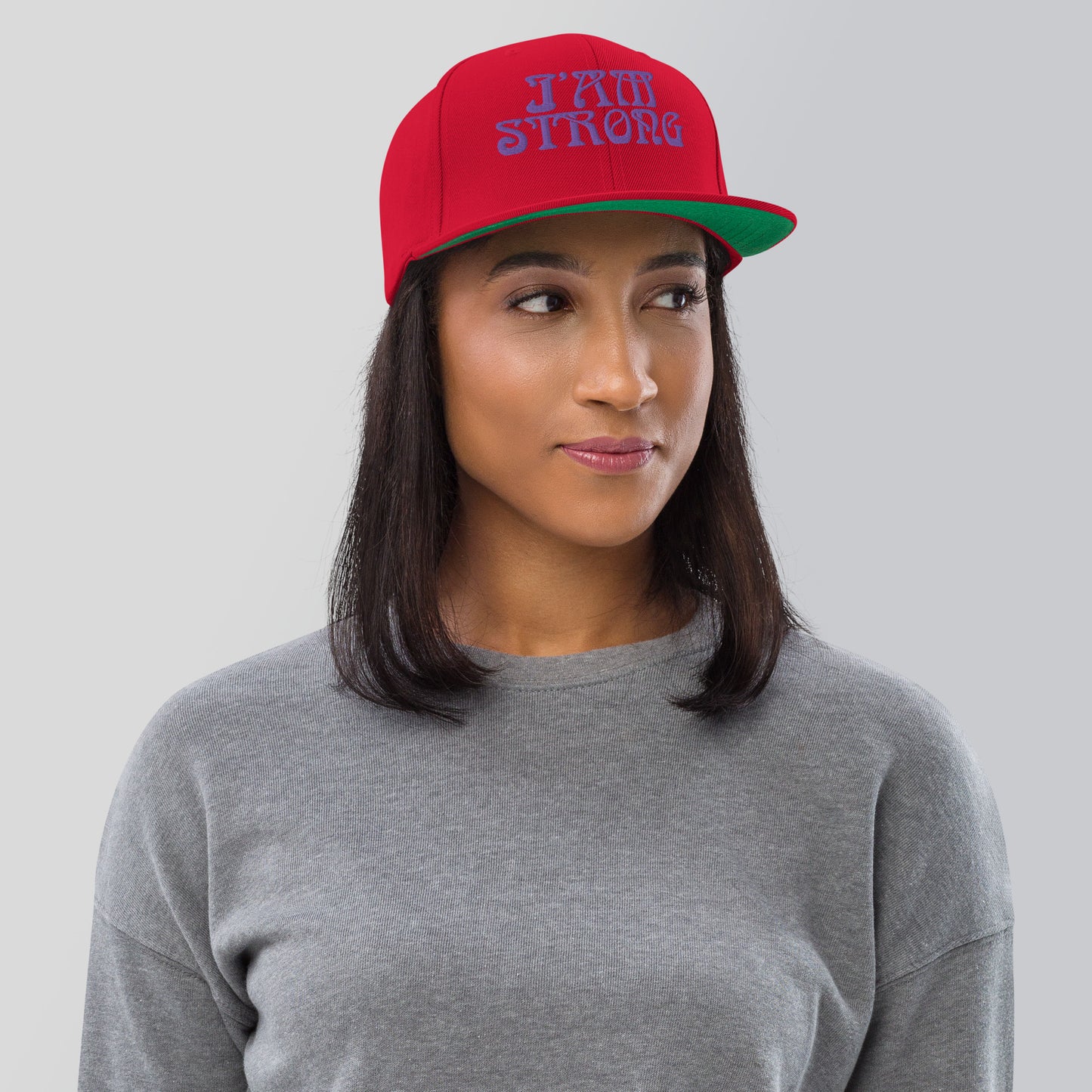 “I’AM STRONG!” Snapback Hat W/Purple Font