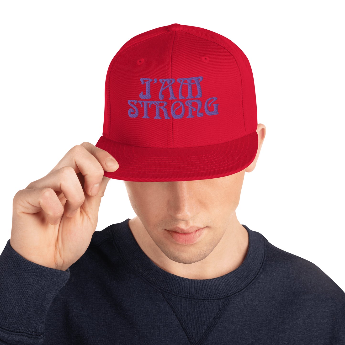 “I’AM STRONG!” Snapback Hat W/Purple Font