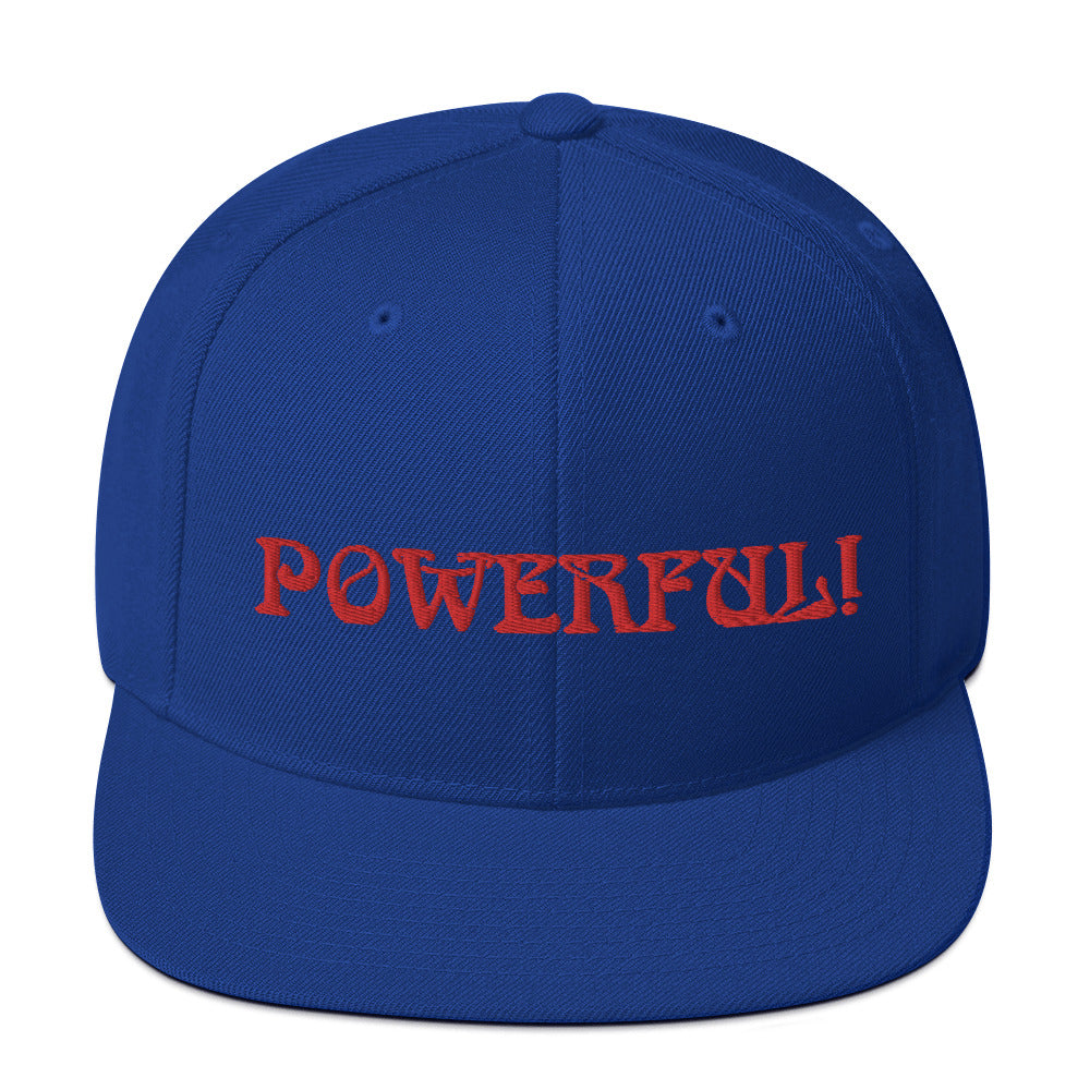 “POWERFUL!”Snapback Hat W/Red Font