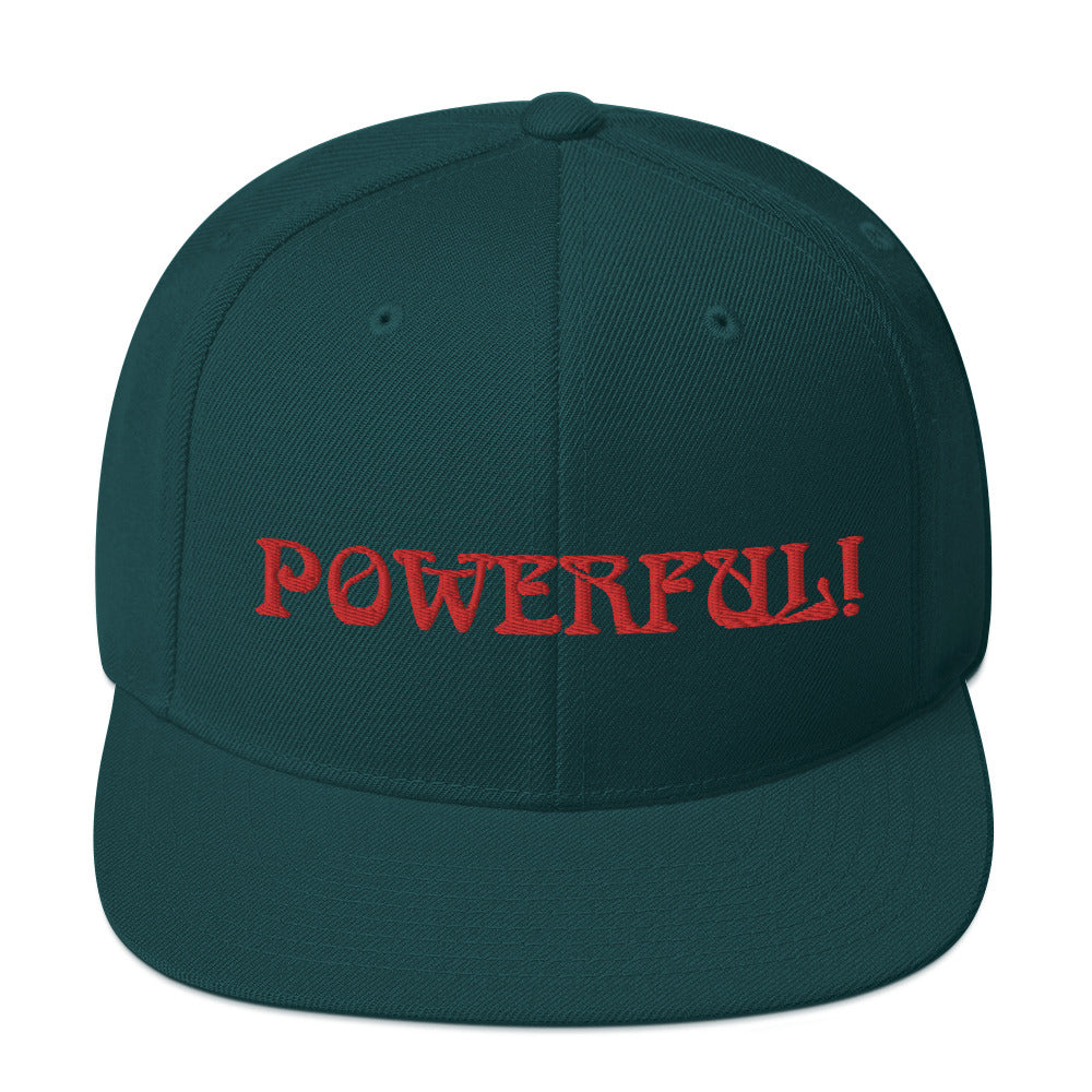 “POWERFUL!”Snapback Hat W/Red Font