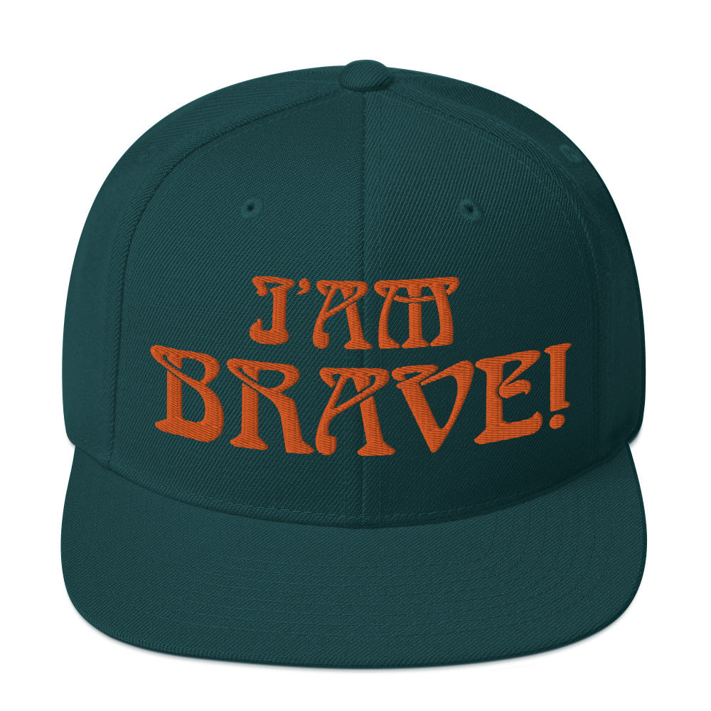 “I’AM BRAVE!”Snapback Hat W/Orange Font