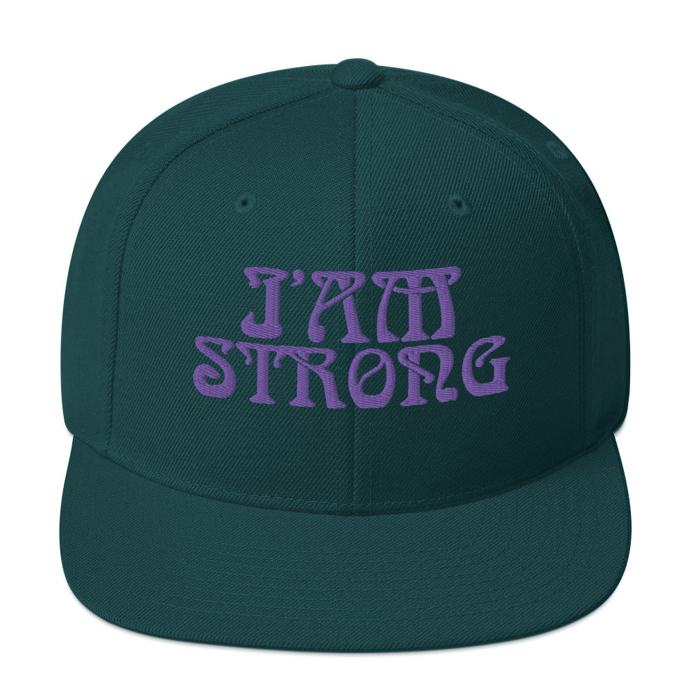 “I’AM STRONG!” Snapback Hat W/Purple Font