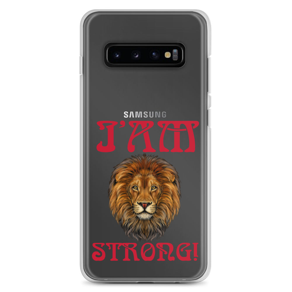 “I’AM STRONG!”Clear Case for Samsung® W/Red Font