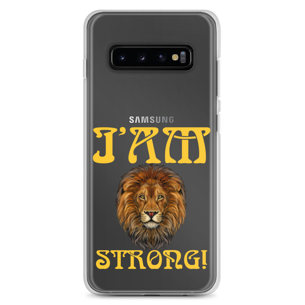 “I’AM STRONG!”Clear Case for Samsung® W/Yellow Font