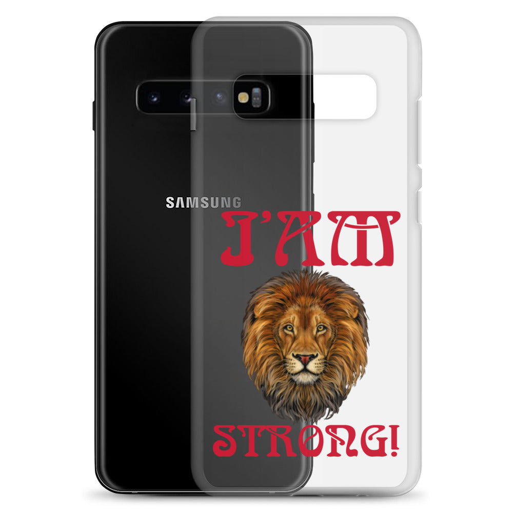 “I’AM STRONG!”Clear Case for Samsung® W/Red Font