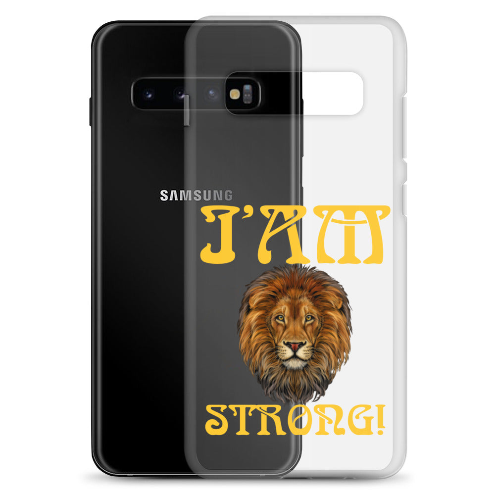 “I’AM STRONG!”Clear Case for Samsung® W/Yellow Font