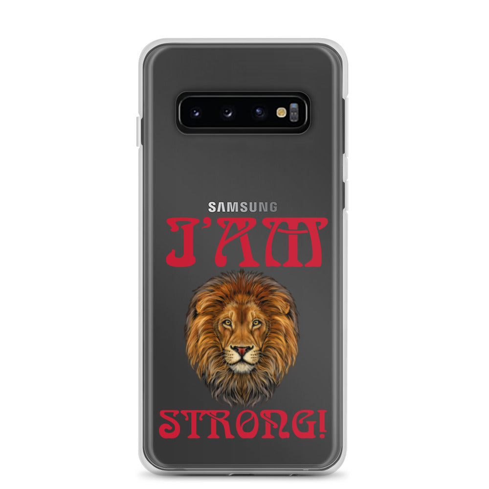 “I’AM STRONG!”Clear Case for Samsung® W/Red Font