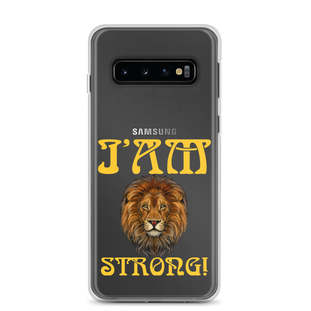 “I’AM STRONG!”Clear Case for Samsung® W/Yellow Font