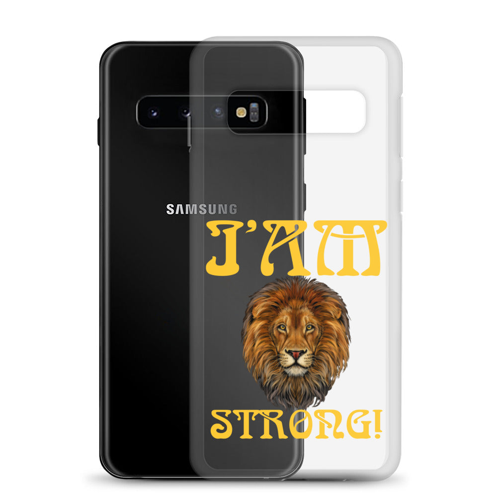 “I’AM STRONG!”Clear Case for Samsung® W/Yellow Font