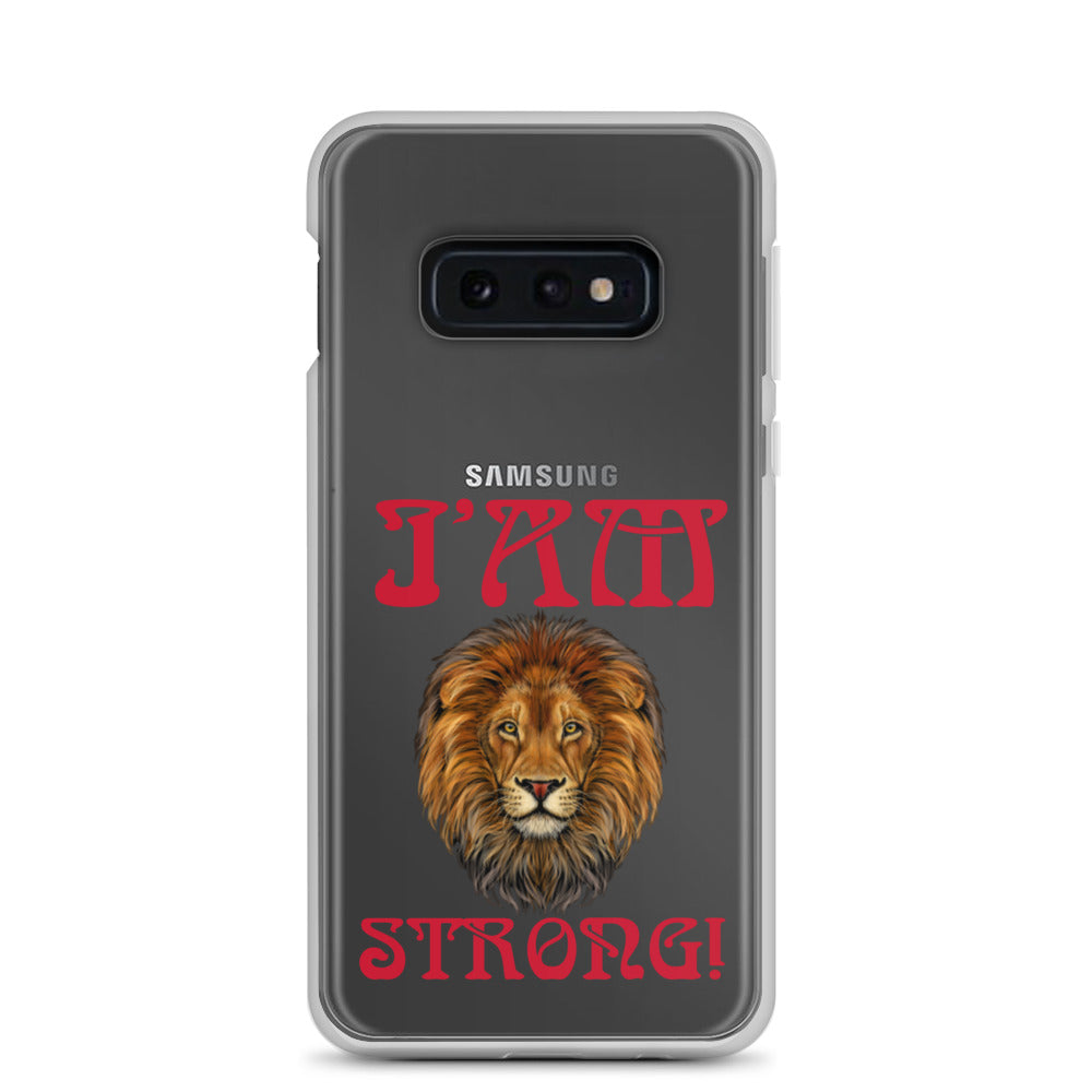 “I’AM STRONG!”Clear Case for Samsung® W/Red Font