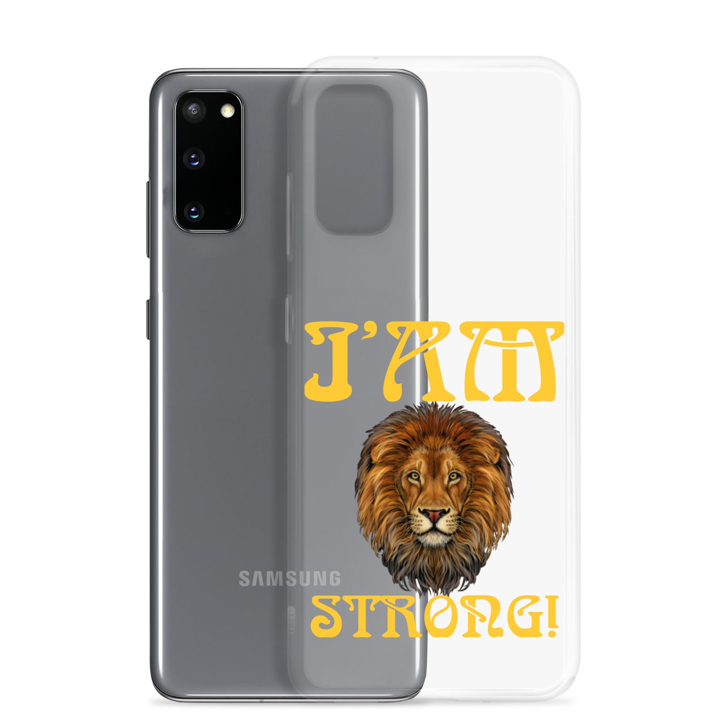 “I’AM STRONG!”Clear Case for Samsung® W/Yellow Font