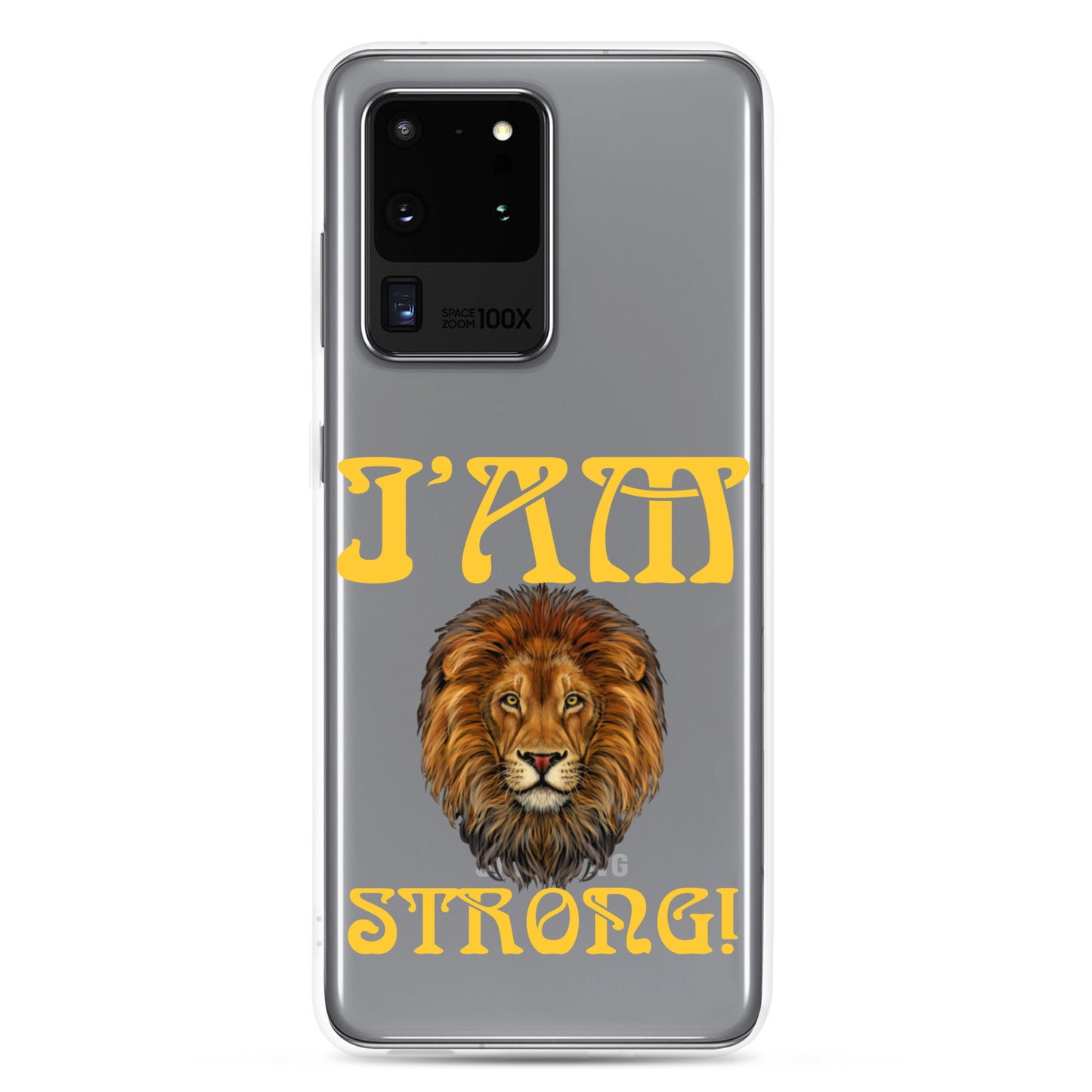 “I’AM STRONG!”Clear Case for Samsung® W/Yellow Font