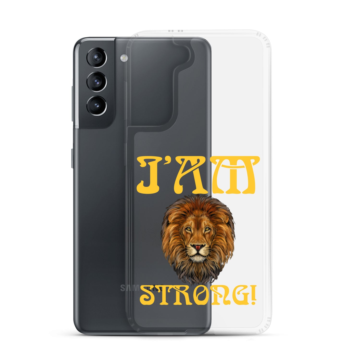 “I’AM STRONG!”Clear Case for Samsung® W/Yellow Font