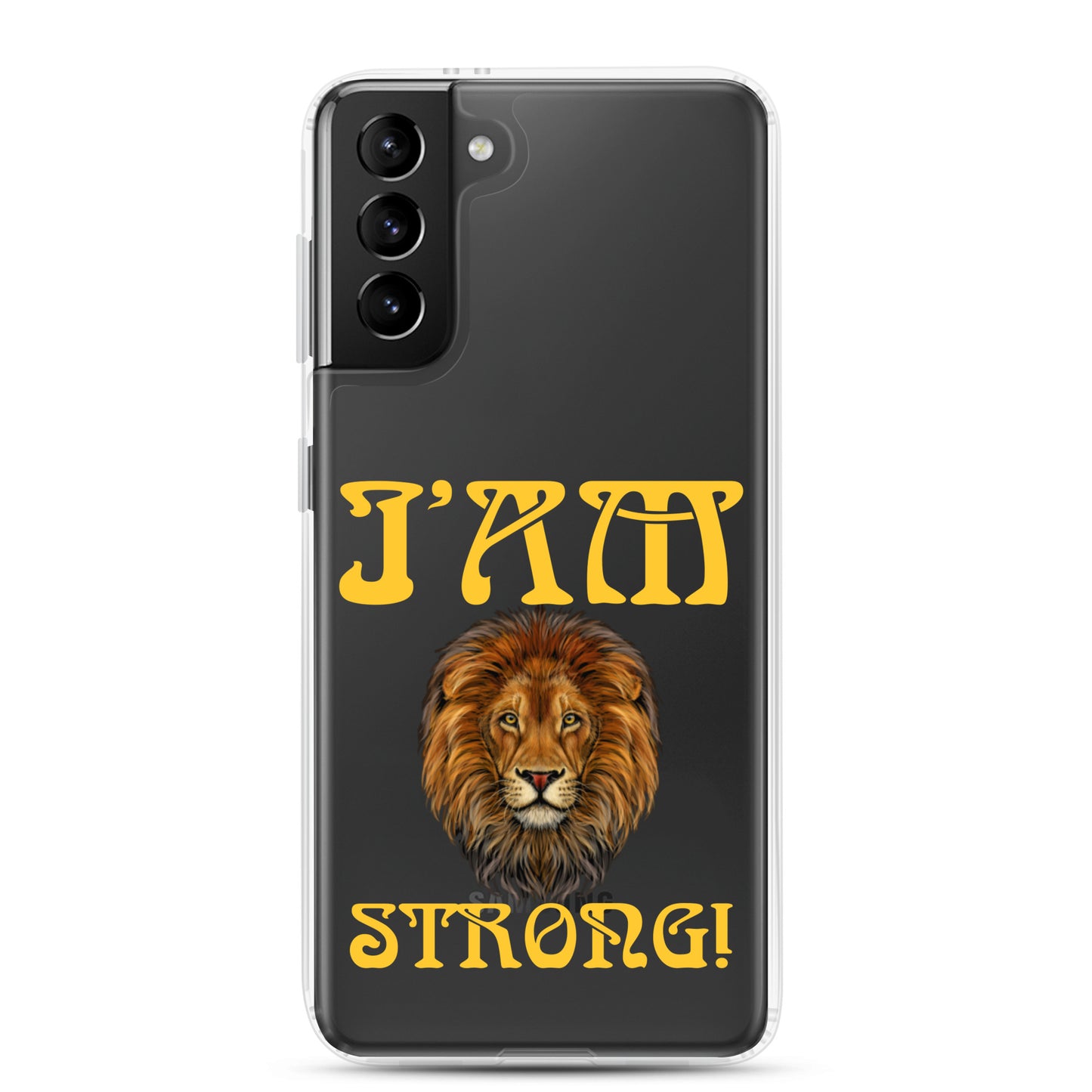 “I’AM STRONG!”Clear Case for Samsung® W/Yellow Font