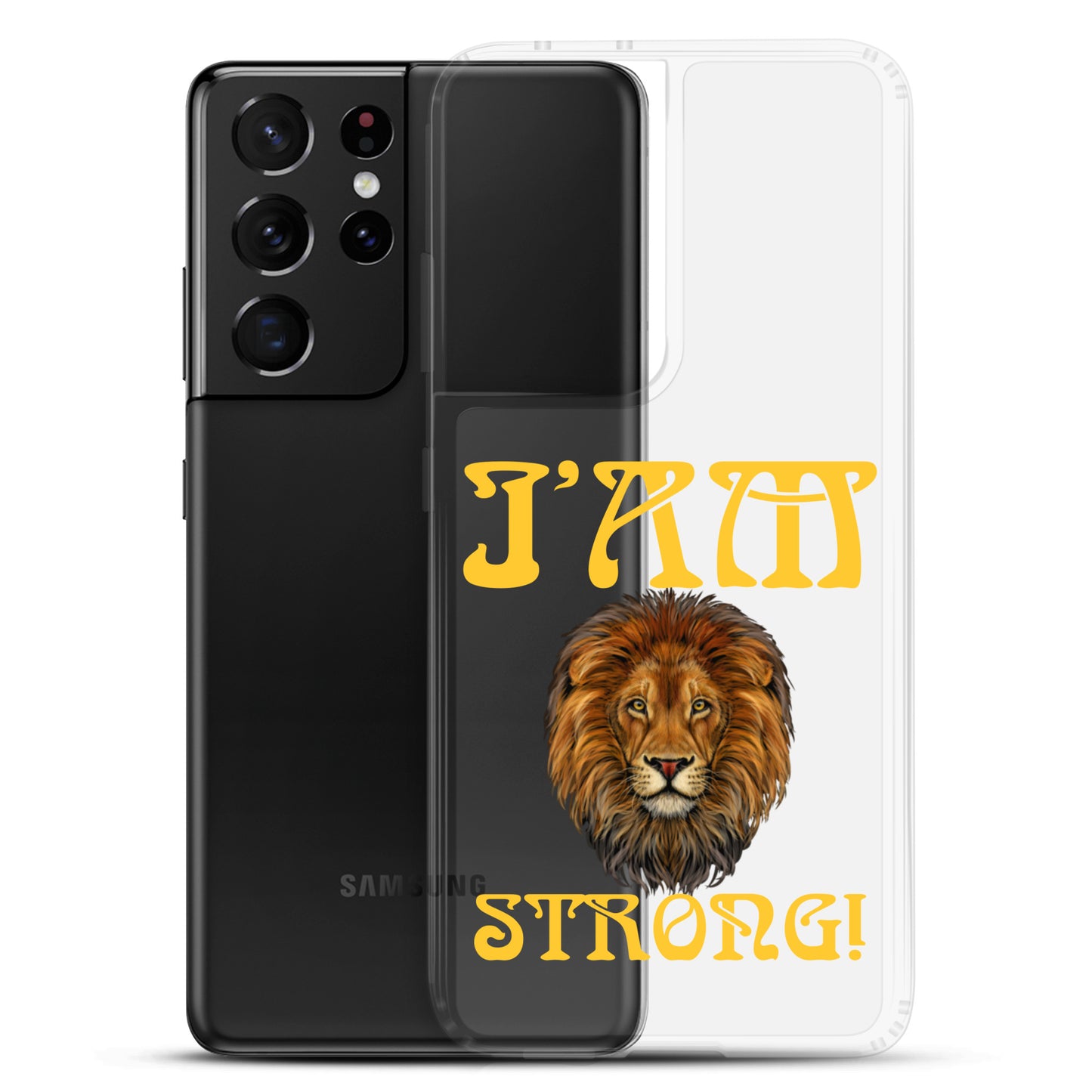 “I’AM STRONG!”Clear Case for Samsung® W/Yellow Font