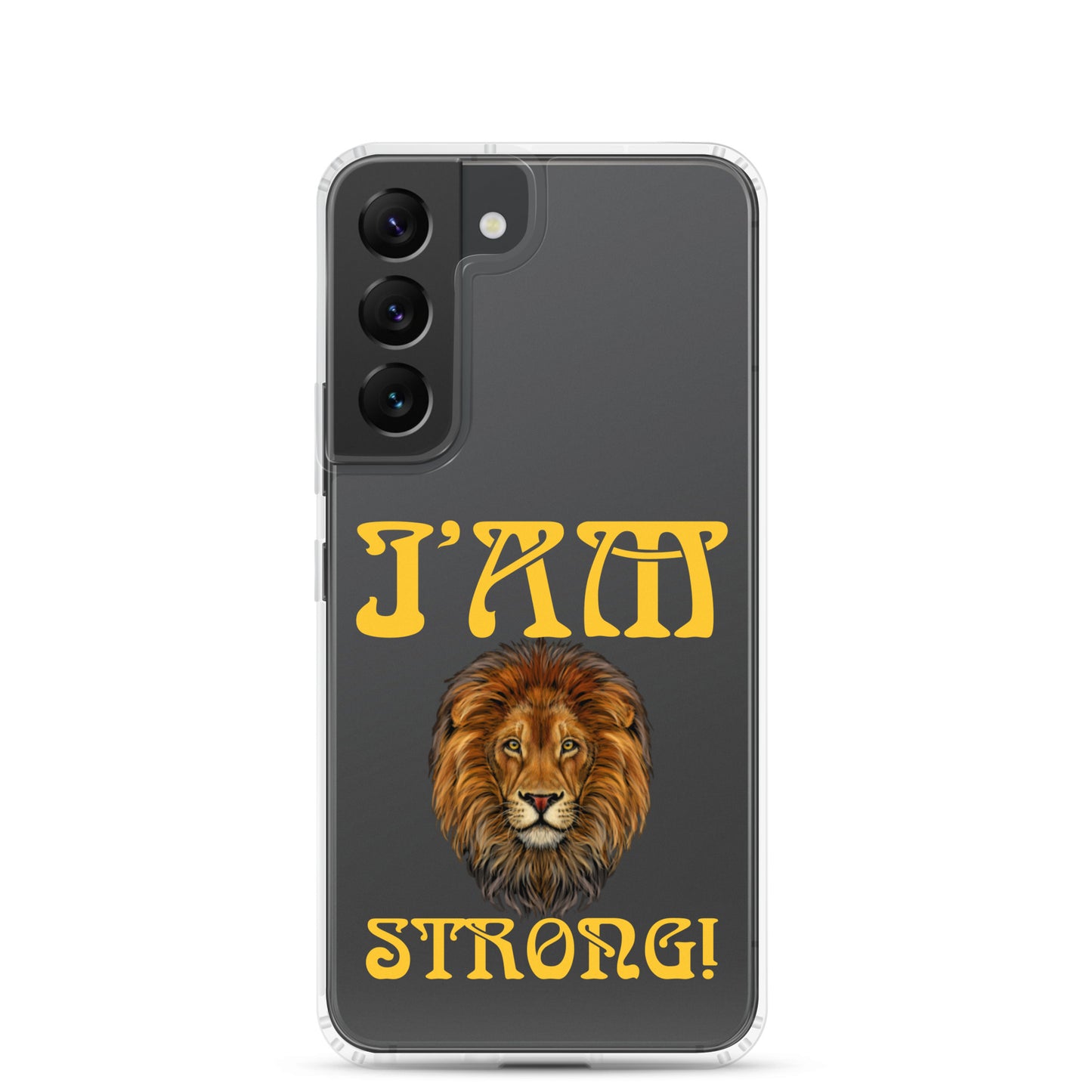 “I’AM STRONG!”Clear Case for Samsung® W/Yellow Font