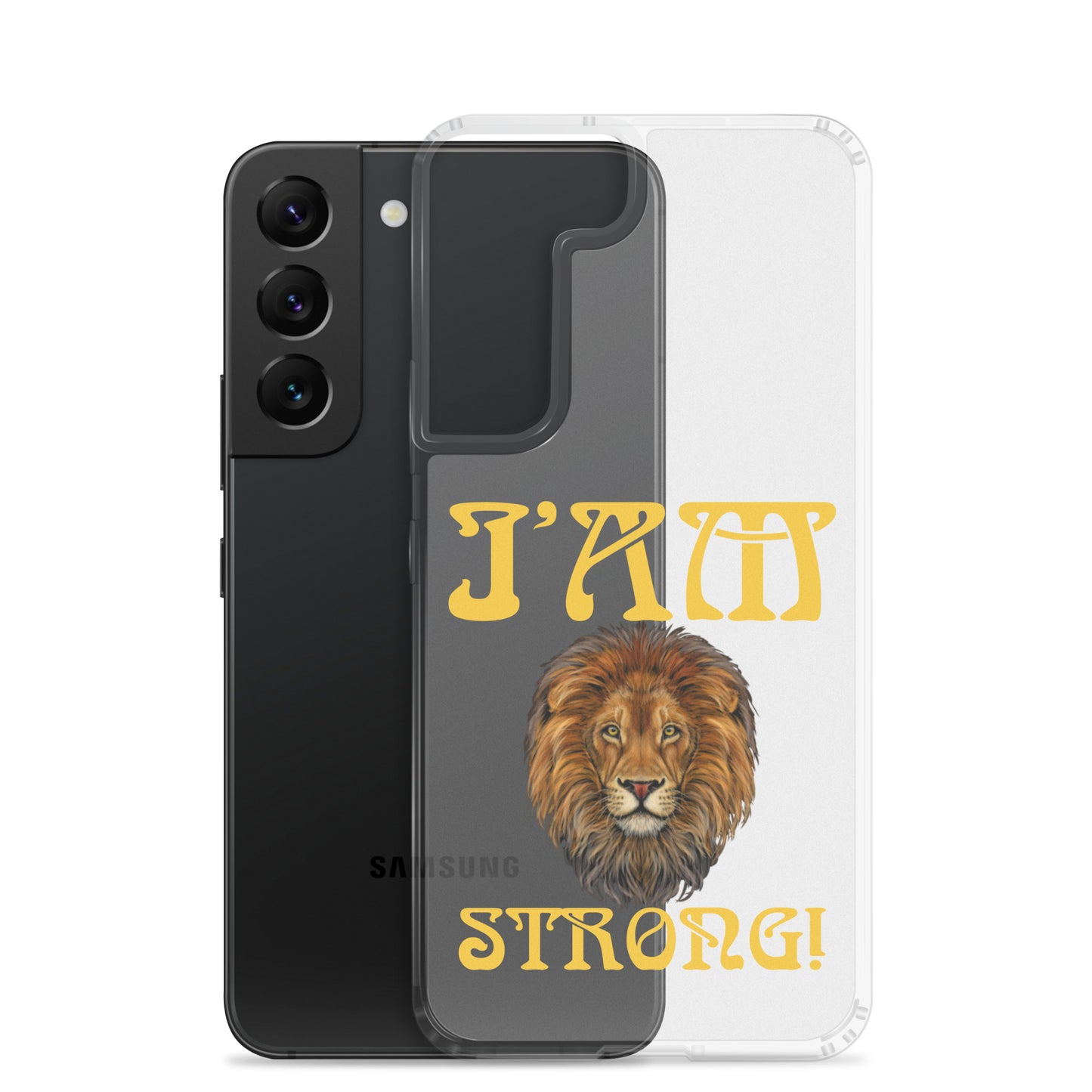 “I’AM STRONG!”Clear Case for Samsung® W/Yellow Font