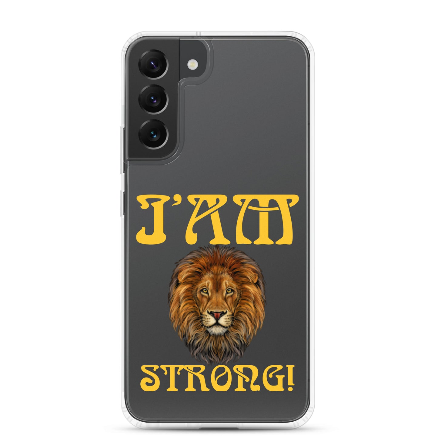 “I’AM STRONG!”Clear Case for Samsung® W/Yellow Font
