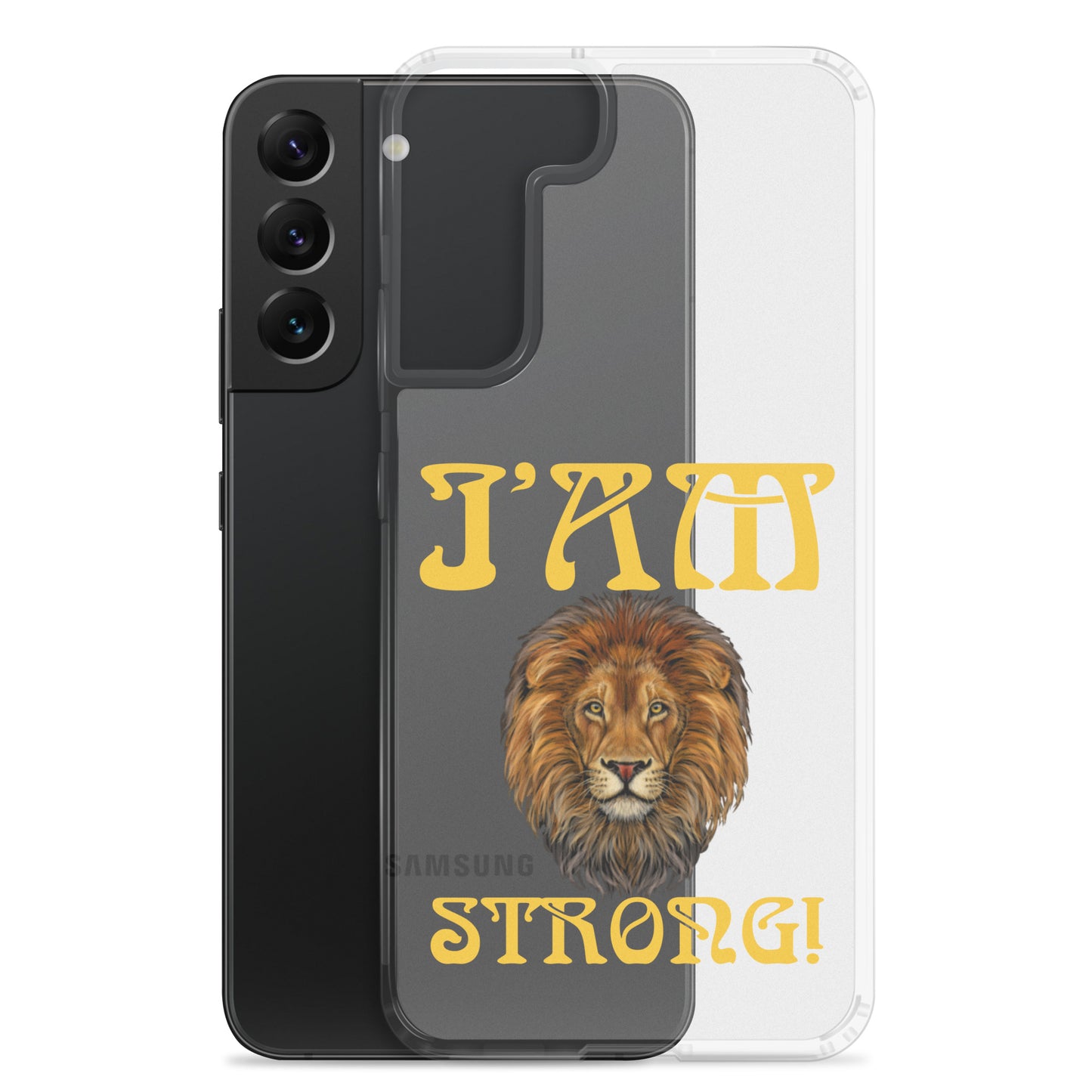 “I’AM STRONG!”Clear Case for Samsung® W/Yellow Font