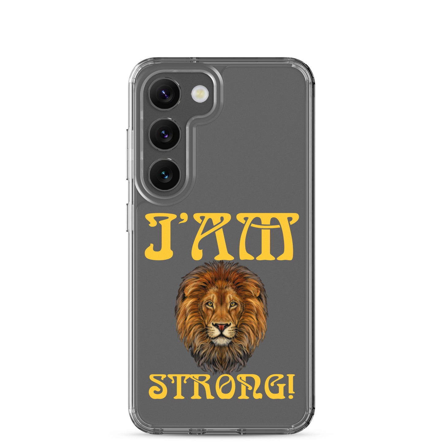 “I’AM STRONG!”Clear Case for Samsung® W/Yellow Font