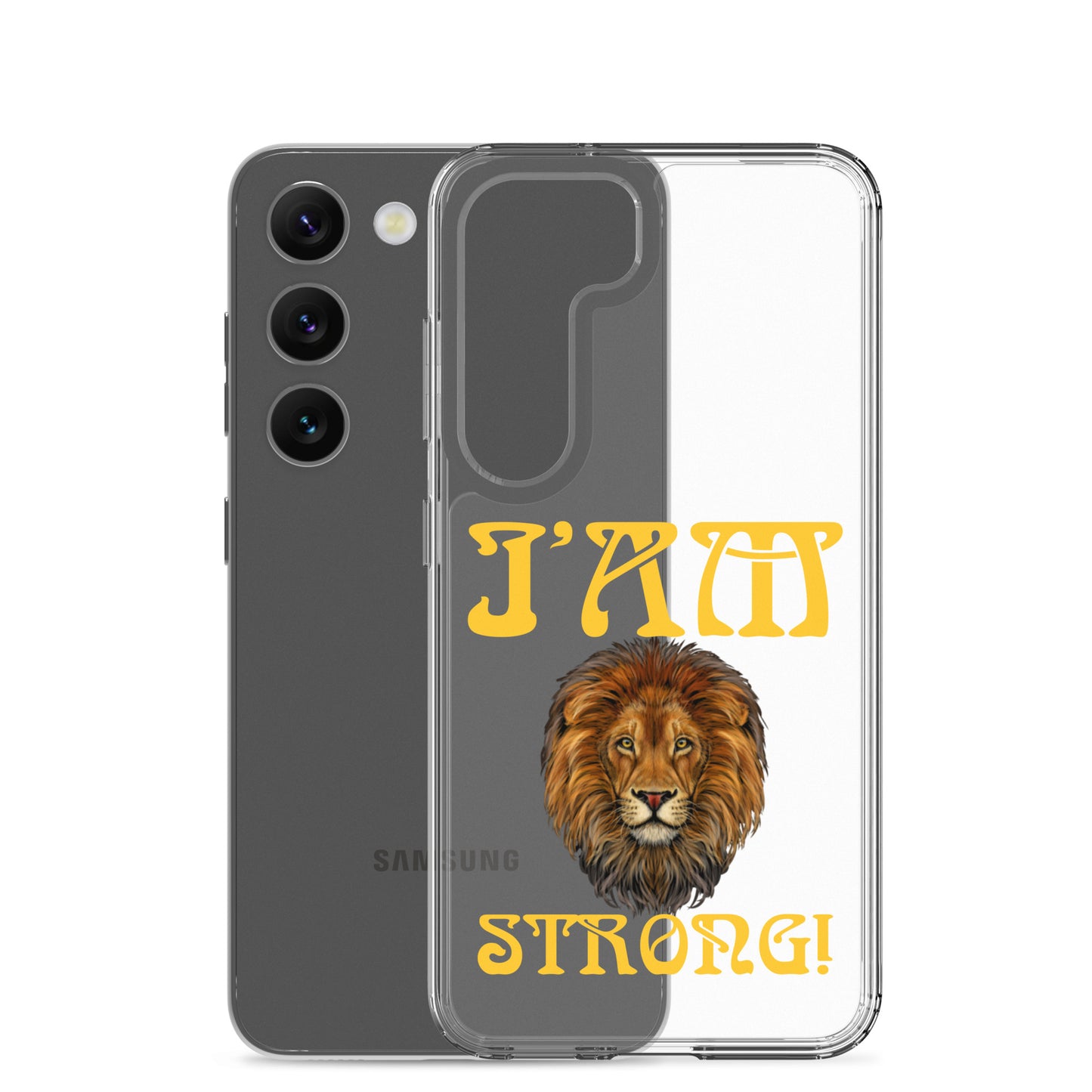“I’AM STRONG!”Clear Case for Samsung® W/Yellow Font