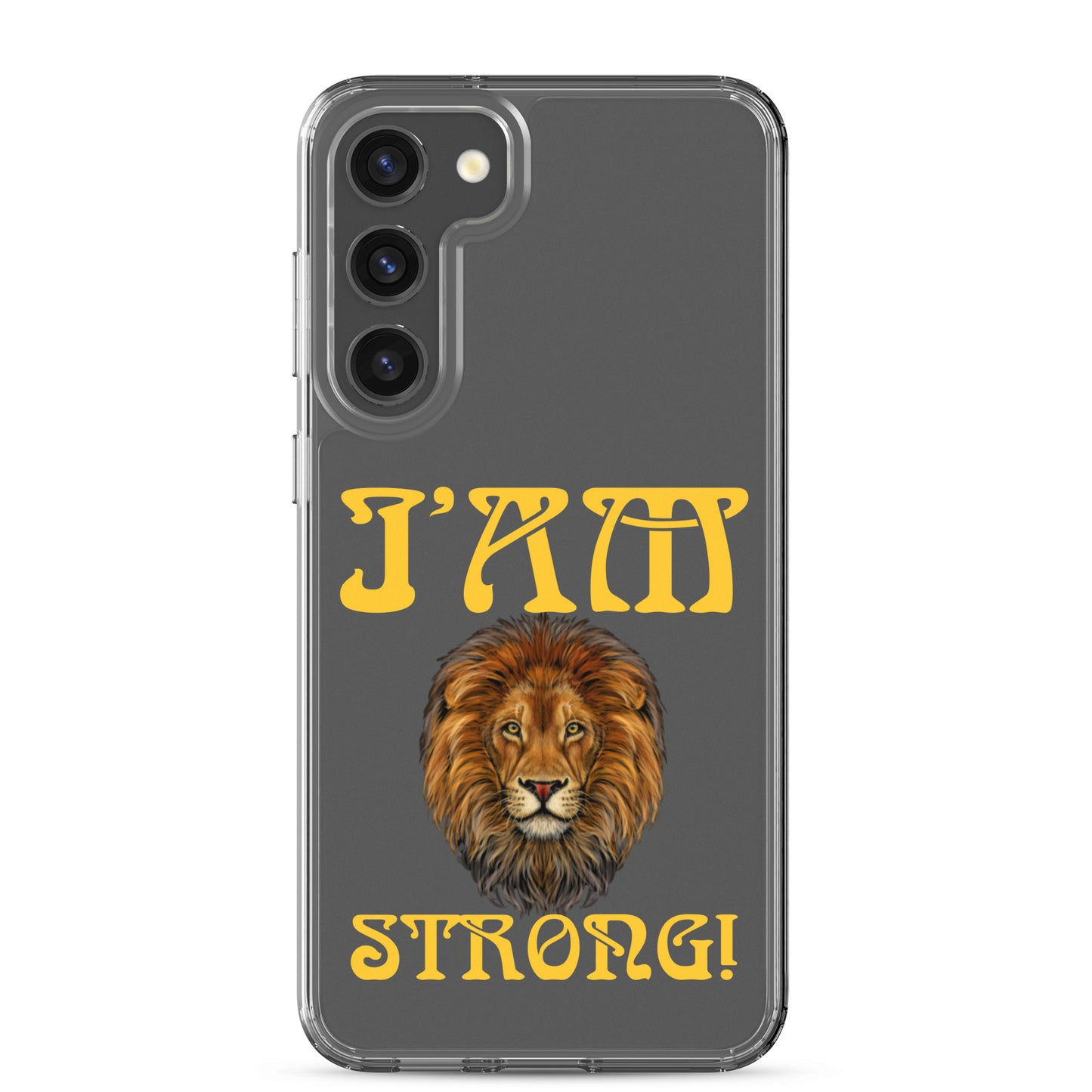 “I’AM STRONG!”Clear Case for Samsung® W/Yellow Font