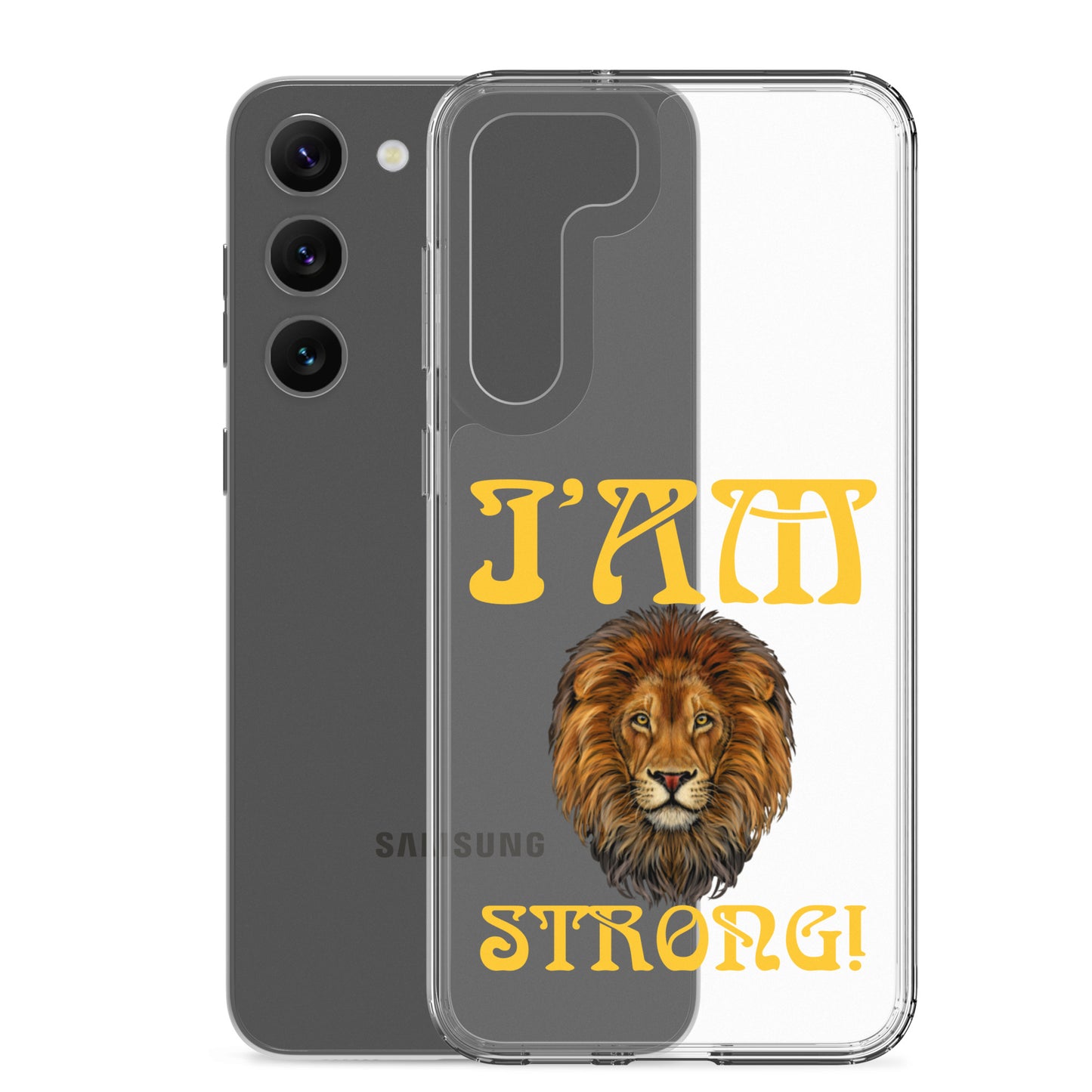 “I’AM STRONG!”Clear Case for Samsung® W/Yellow Font