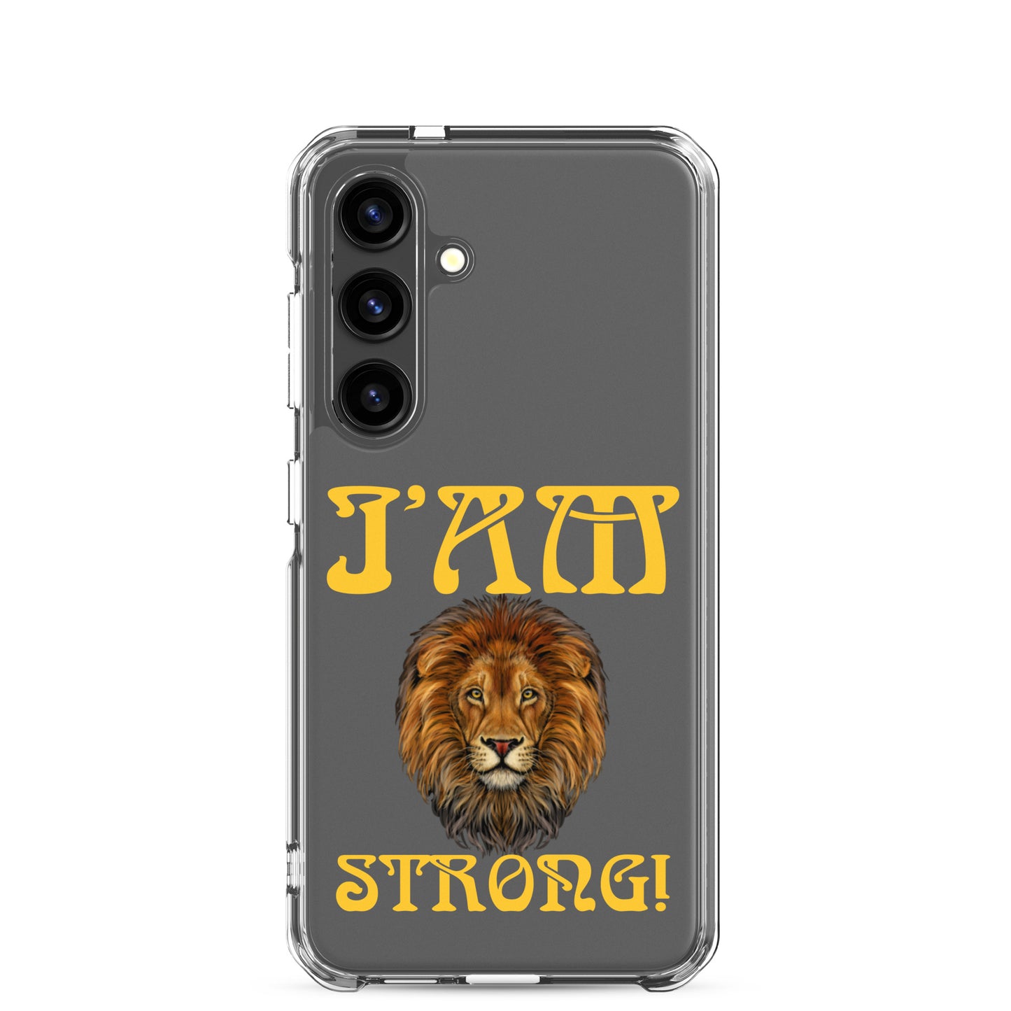 “I’AM STRONG!”Clear Case for Samsung® W/Yellow Font