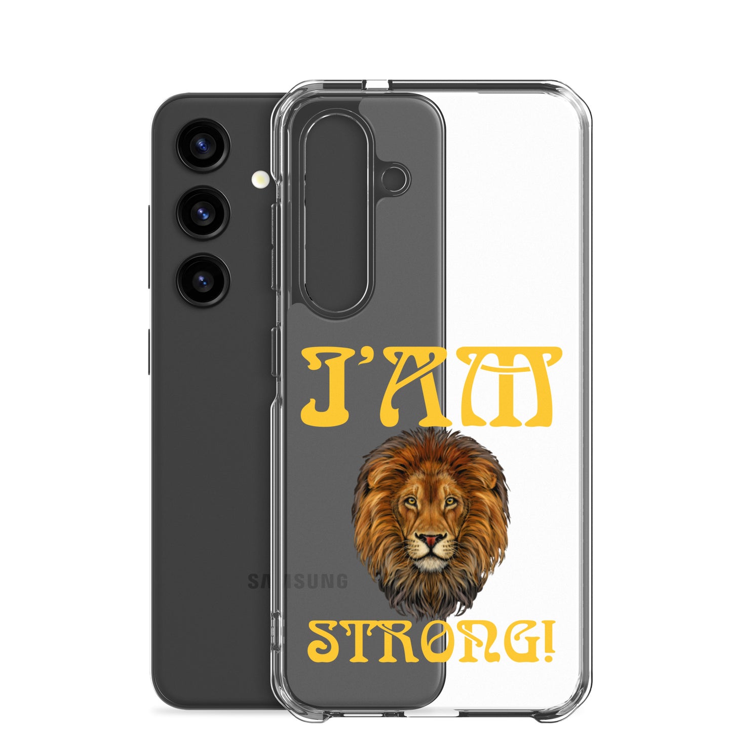“I’AM STRONG!”Clear Case for Samsung® W/Yellow Font