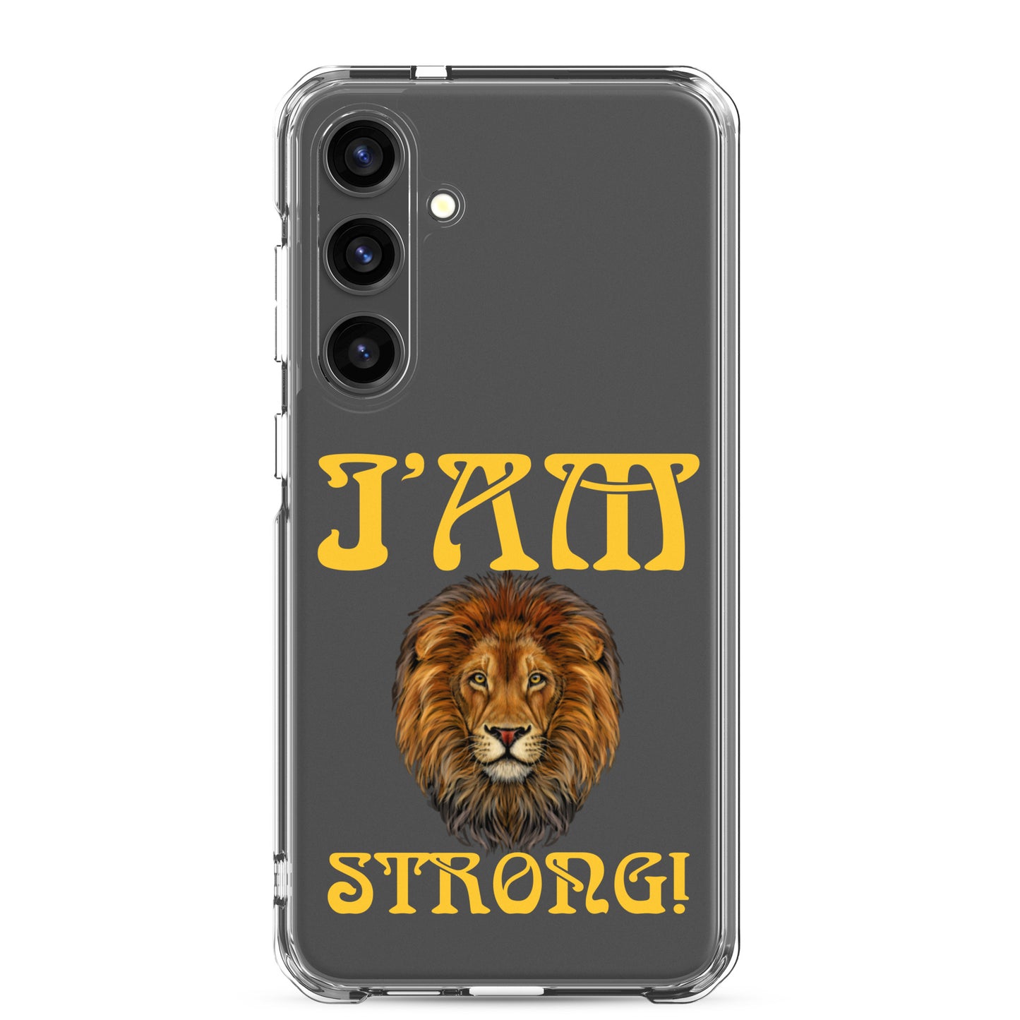 “I’AM STRONG!”Clear Case for Samsung® W/Yellow Font