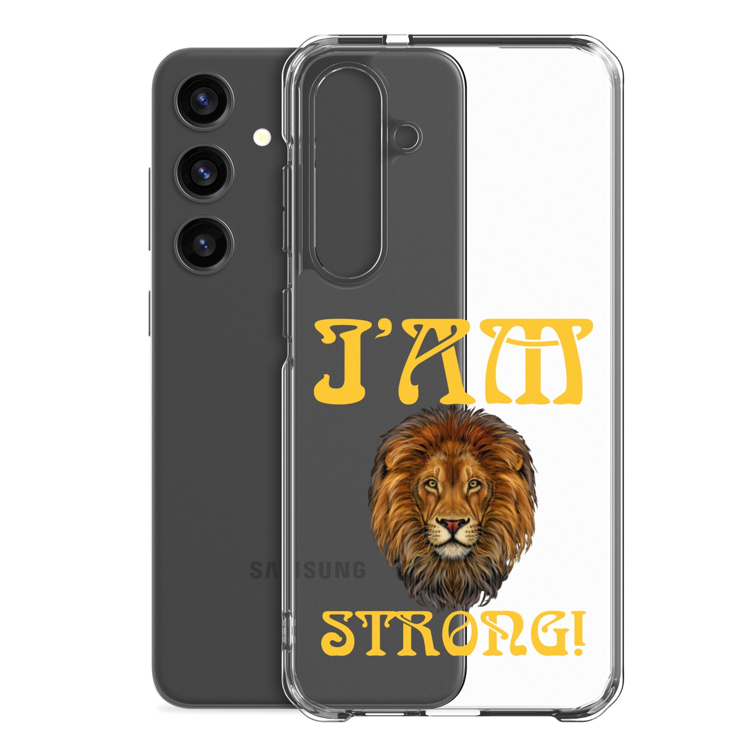 “I’AM STRONG!”Clear Case for Samsung® W/Yellow Font
