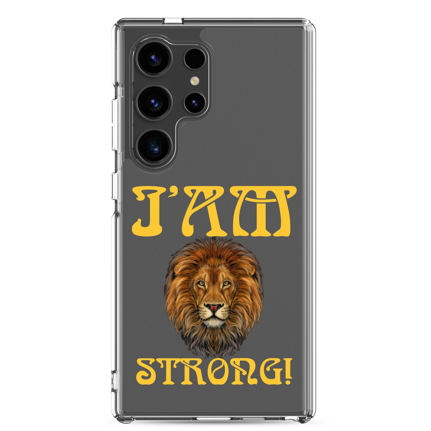 “I’AM STRONG!”Clear Case for Samsung® W/Yellow Font