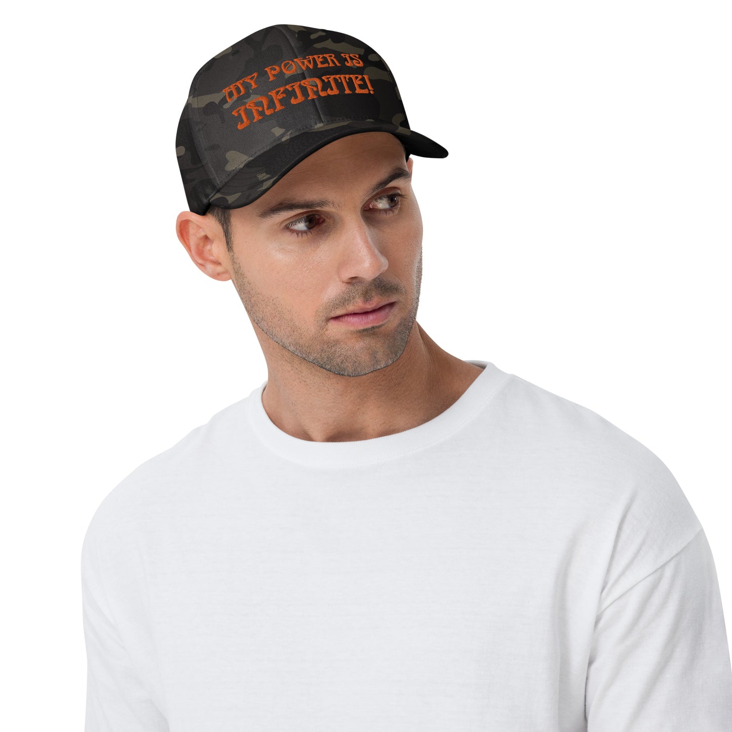 “MY POWER IS INFINITE!”Structured Twill Cap W/Orange Font