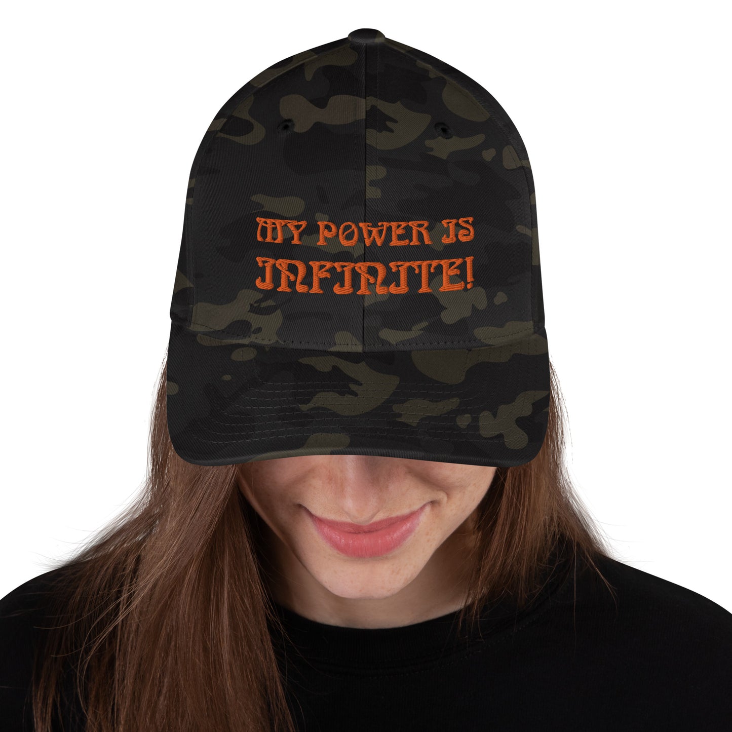 “MY POWER IS INFINITE!”Structured Twill Cap W/Orange Font