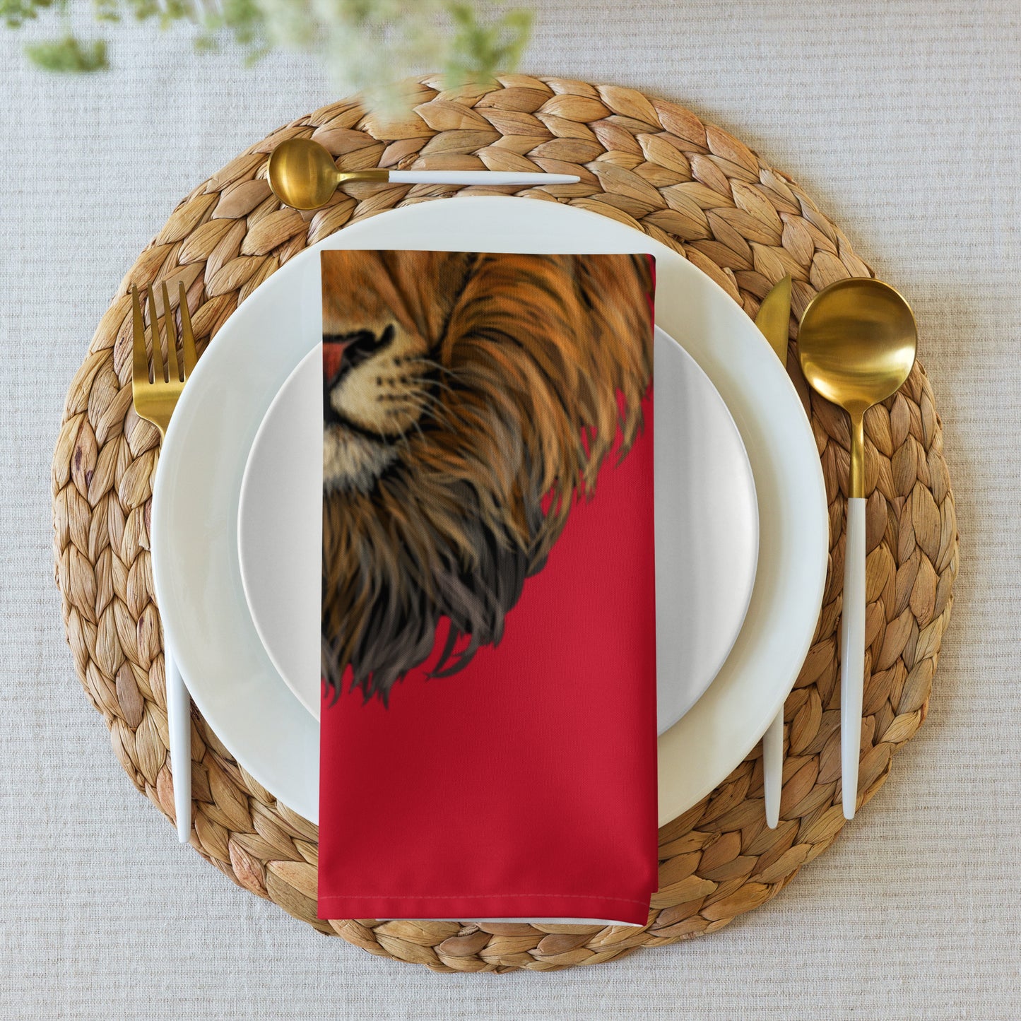 “STRONG”Red Cloth Napkin Set W/White Font
