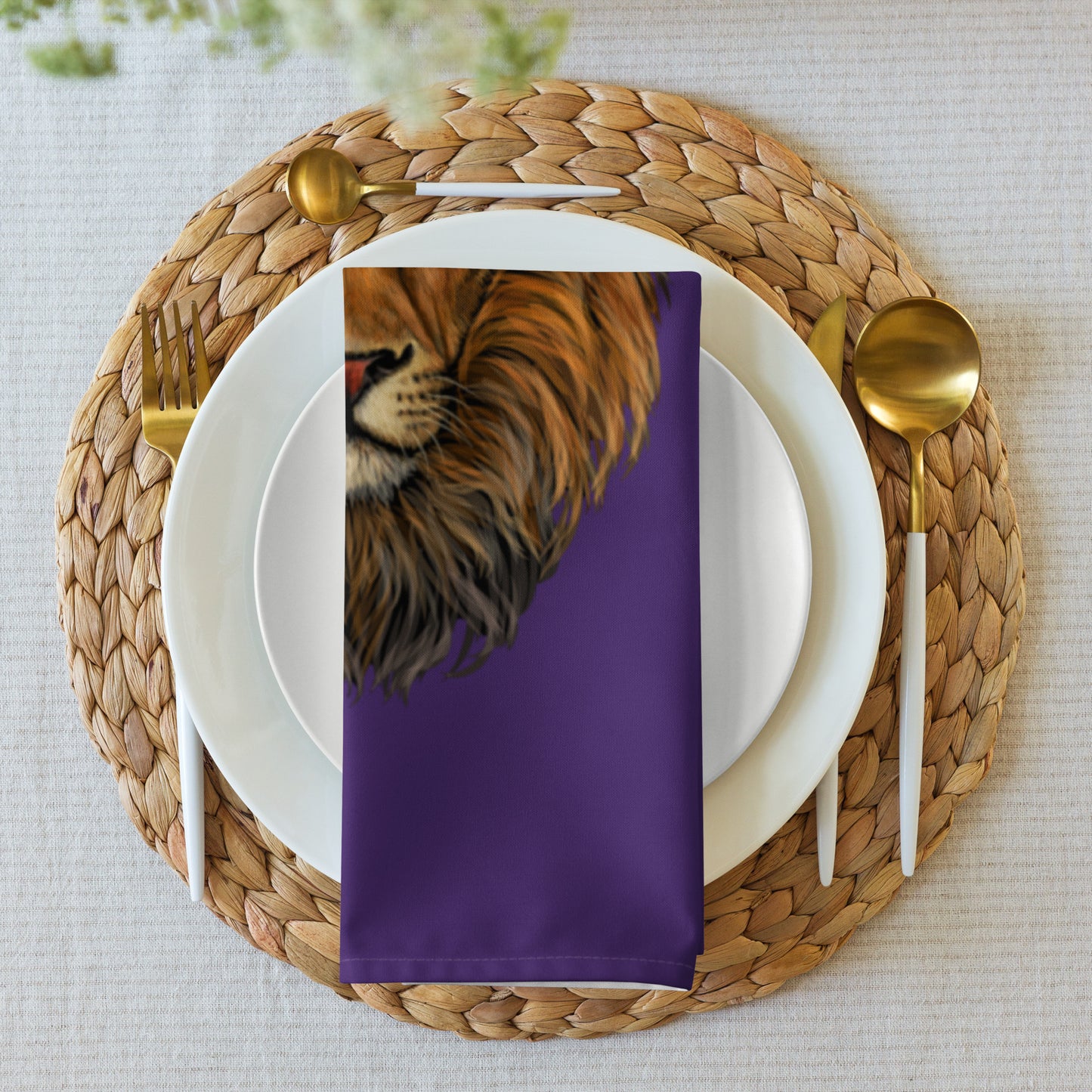 “STRONG”Purple Cloth Napkin Set W/White Font