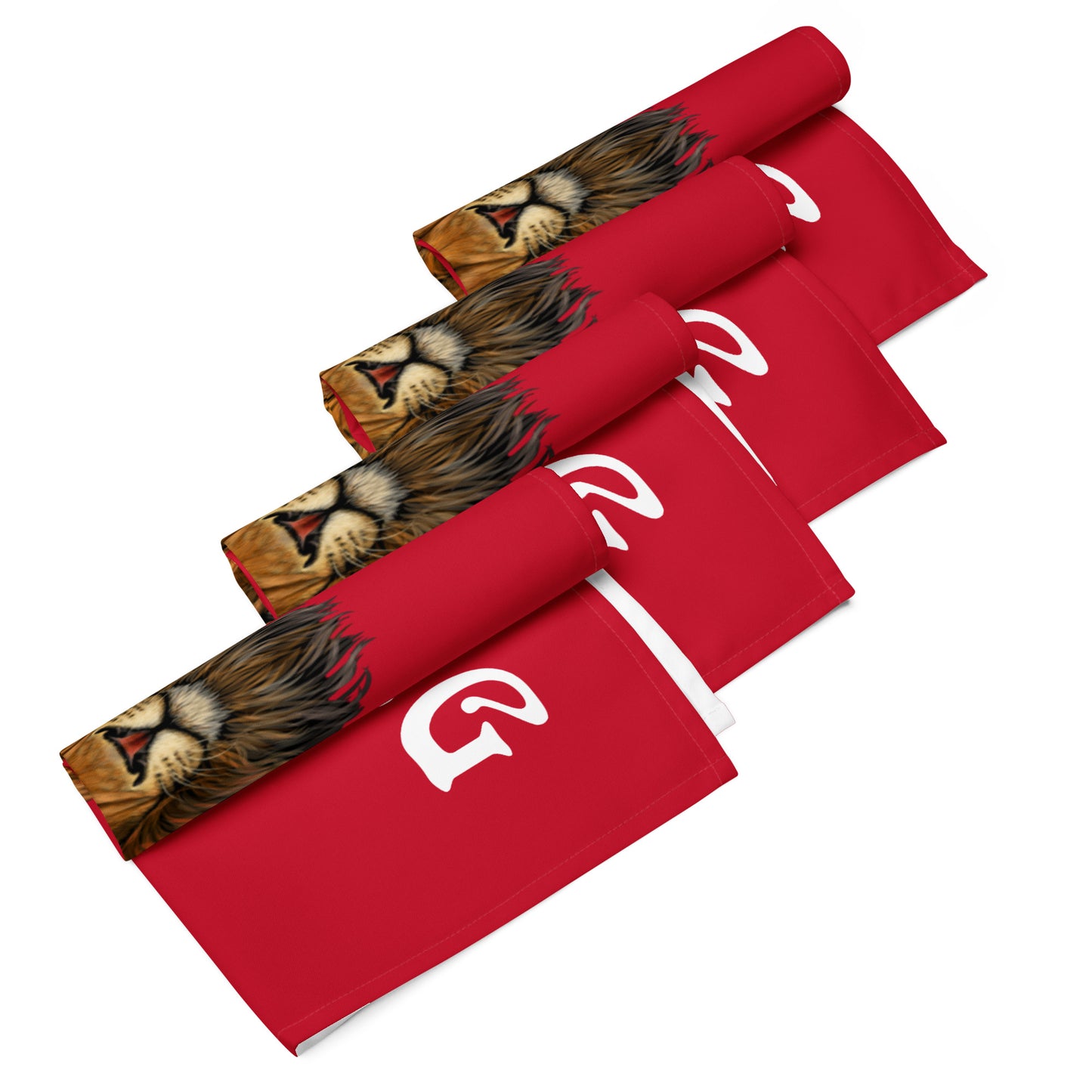 “STRONG”Red Cloth Napkin Set W/White Font
