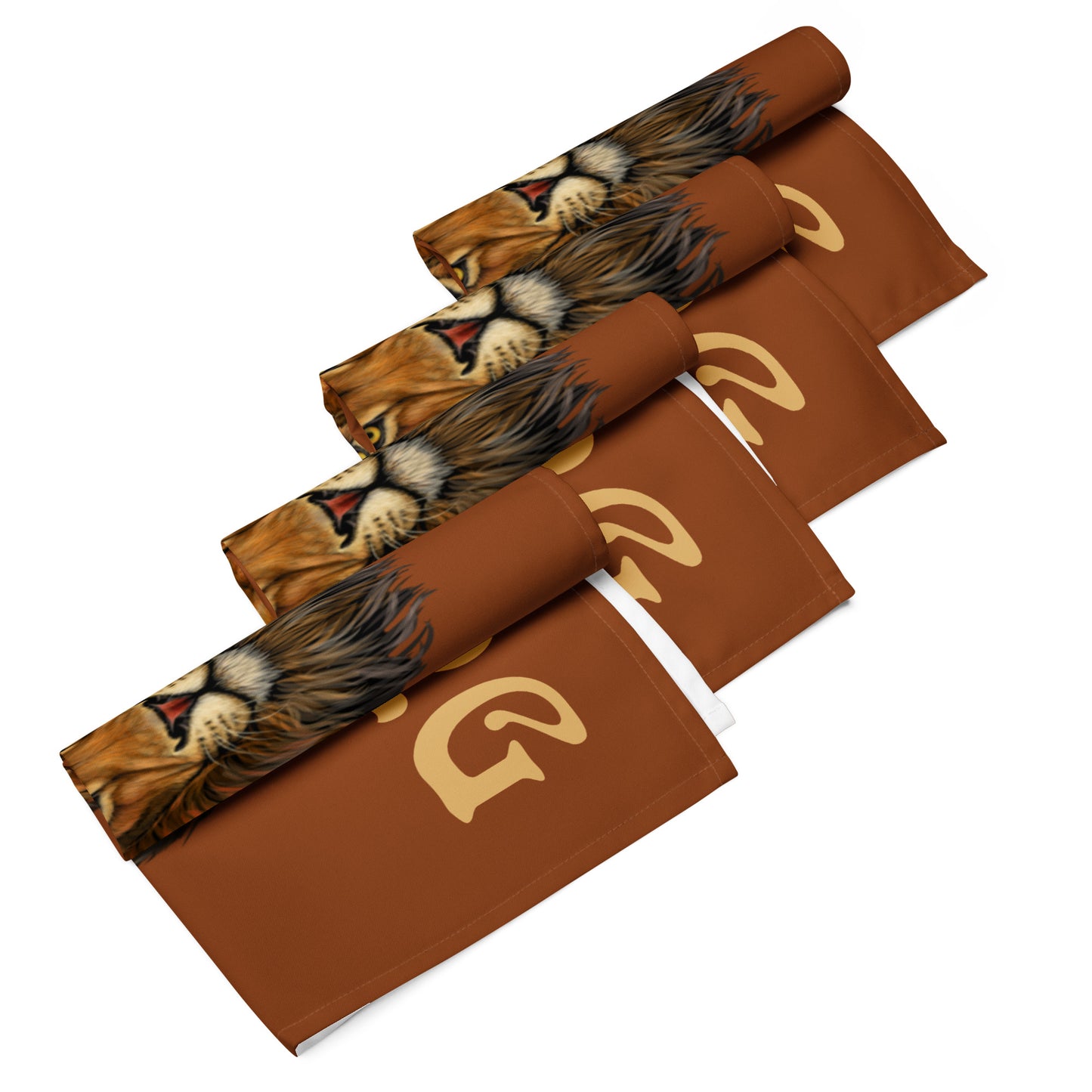 “STRONG”Brown Cloth Napkin Set W/Fawn Font