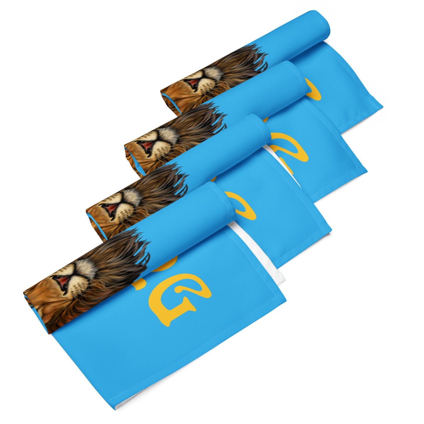 “STRONG”SkyBlue Cloth Napkin Set W/Yellow Font