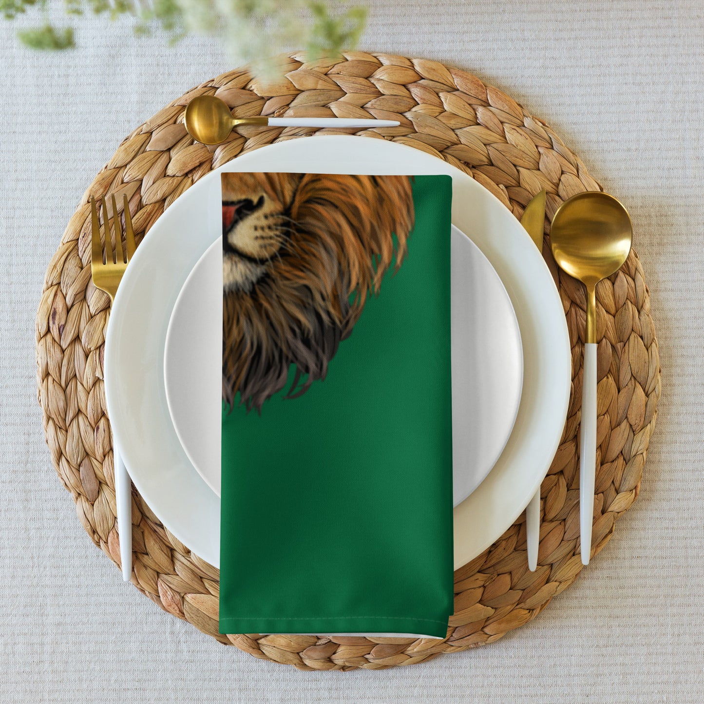 “STRONG”Green Cloth Napkin Set W/White Font