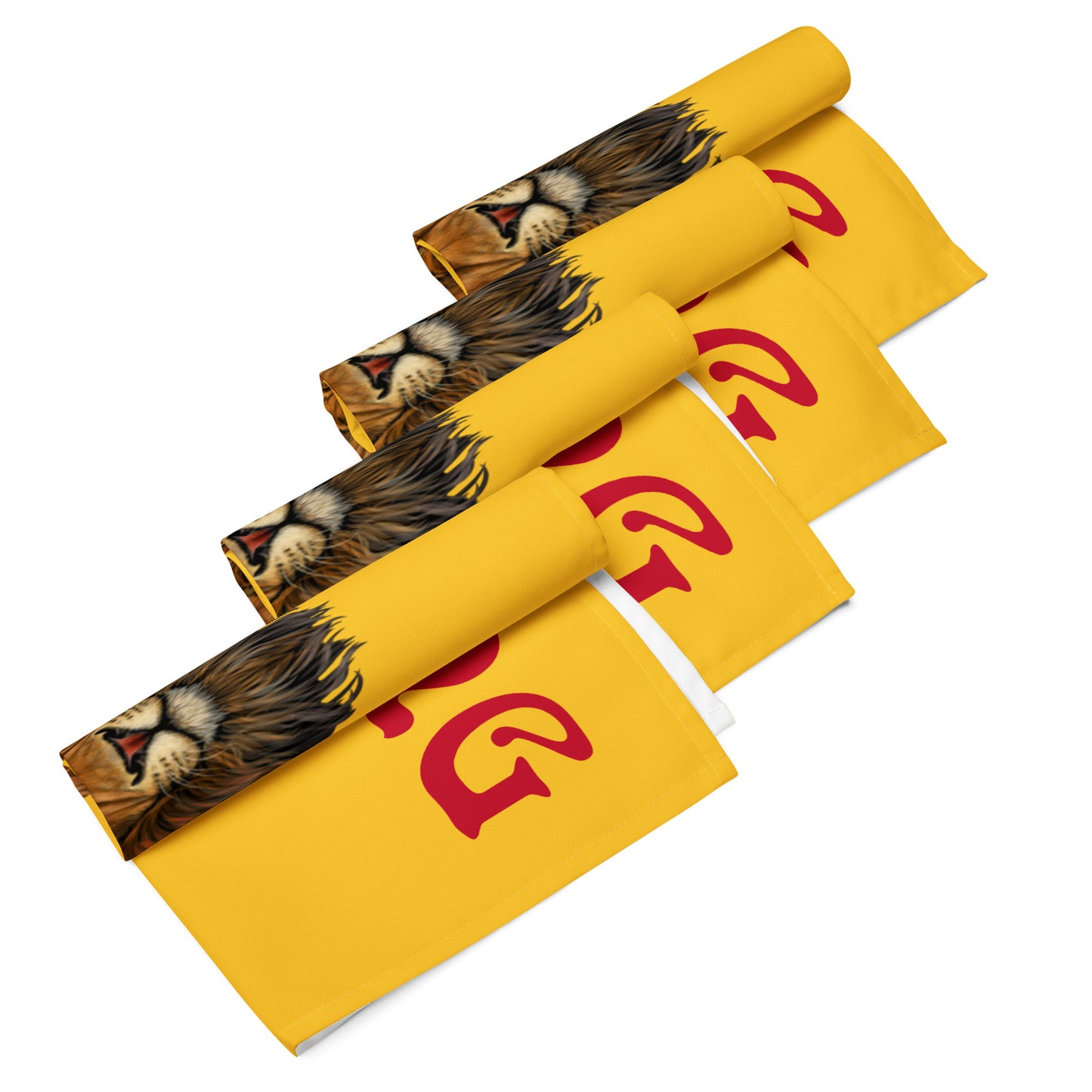 “STRONG”Yellow Cloth Napkin Set W/Red Font