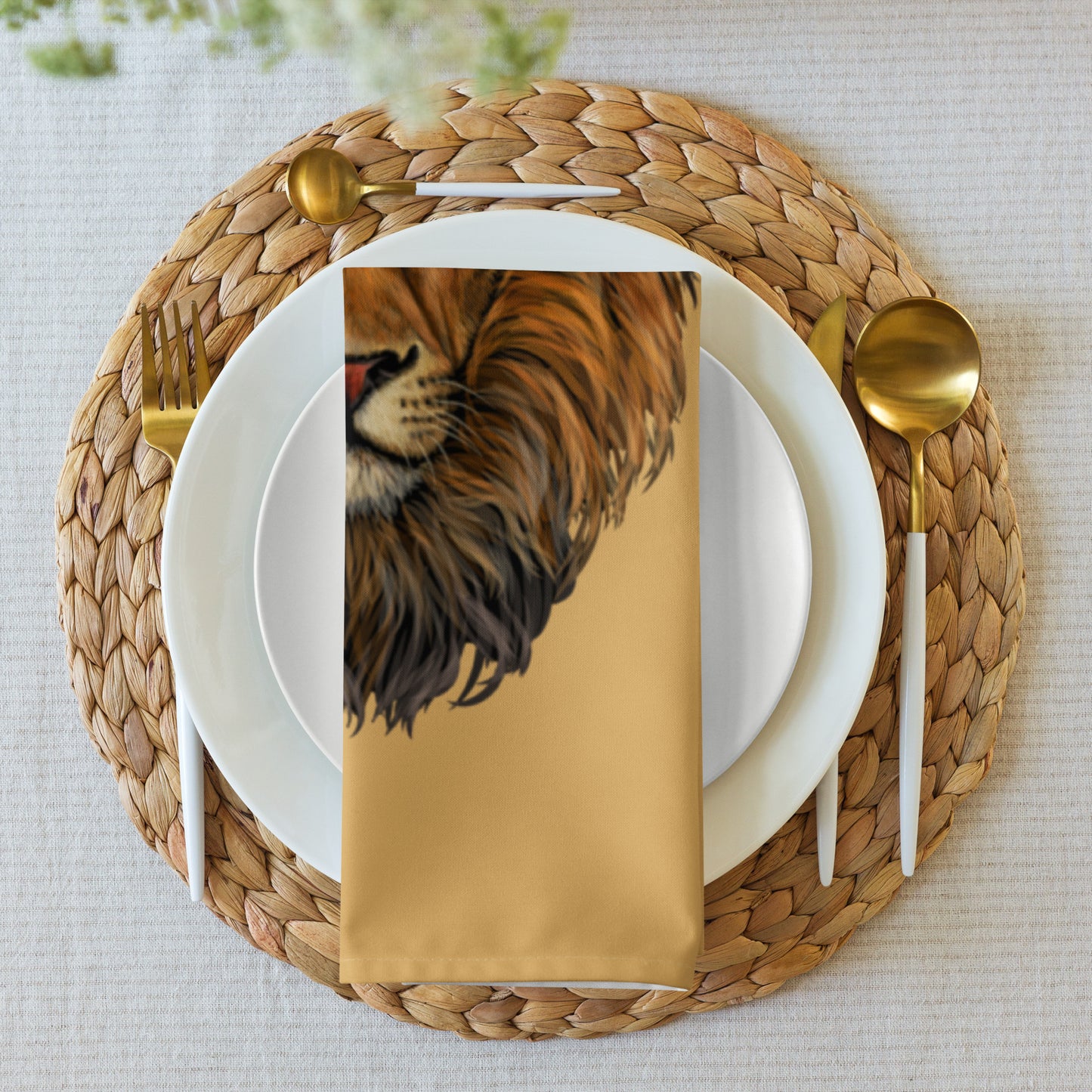 “STRONG”Fawn Cloth Napkin Set W/White Font