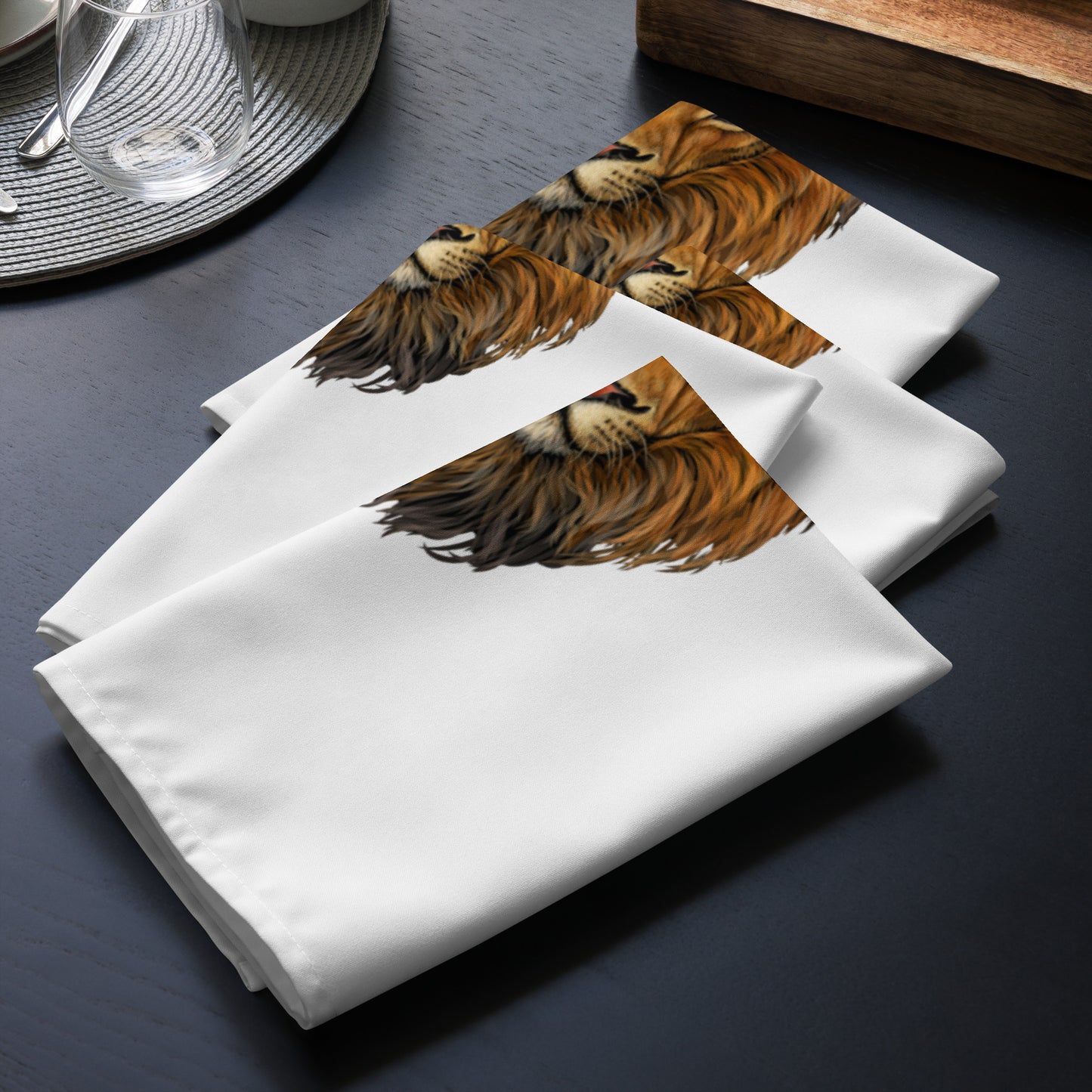 “STRONG”White Cloth Napkin Set W/Fawn Font