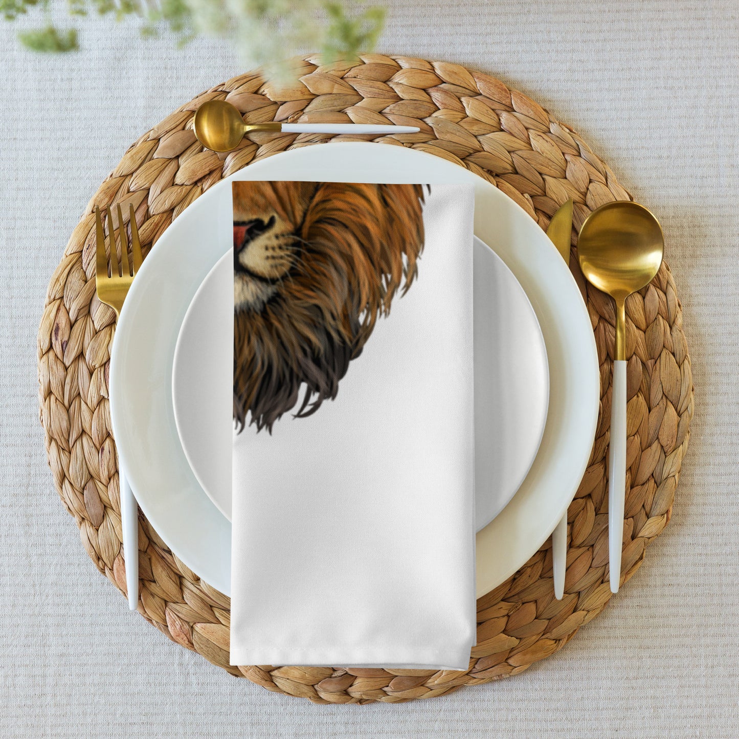 “STRONG”White Cloth Napkin Set W/Grey Font