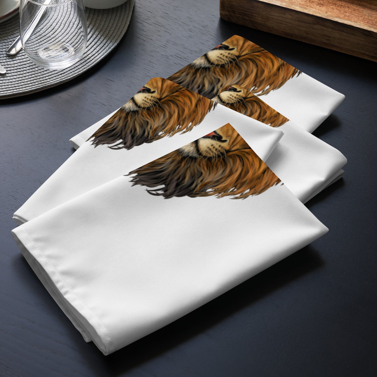 “STRONG”White Cloth Napkin Set W/Grey Font
