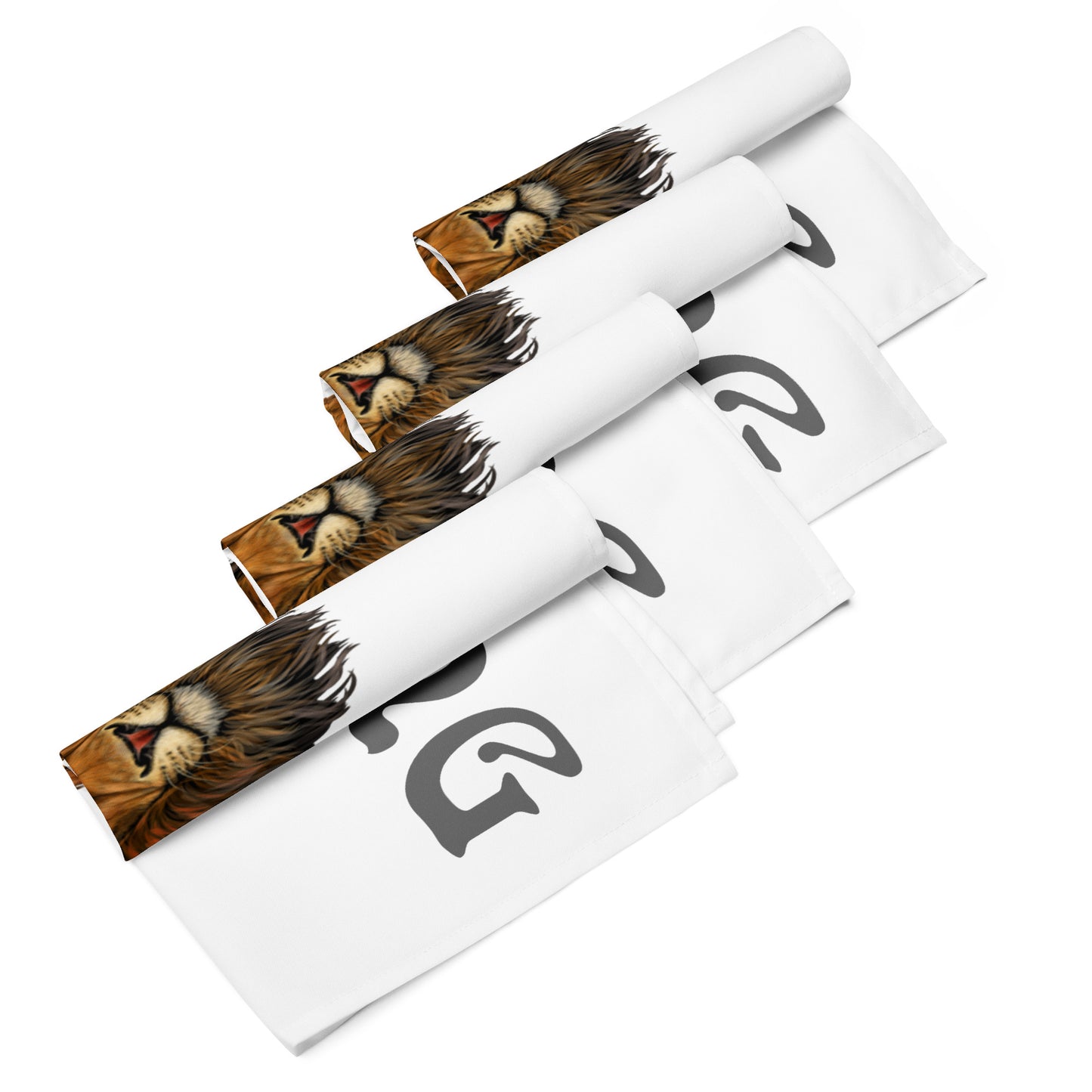 “STRONG”White Cloth Napkin Set W/Grey Font