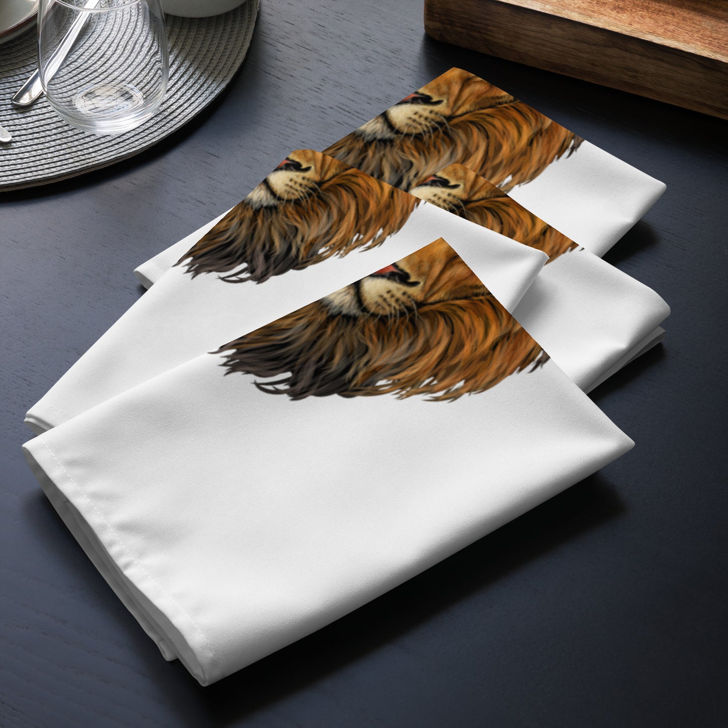 “STRONG”White Cloth Napkin Set W/Cotton Candy Font